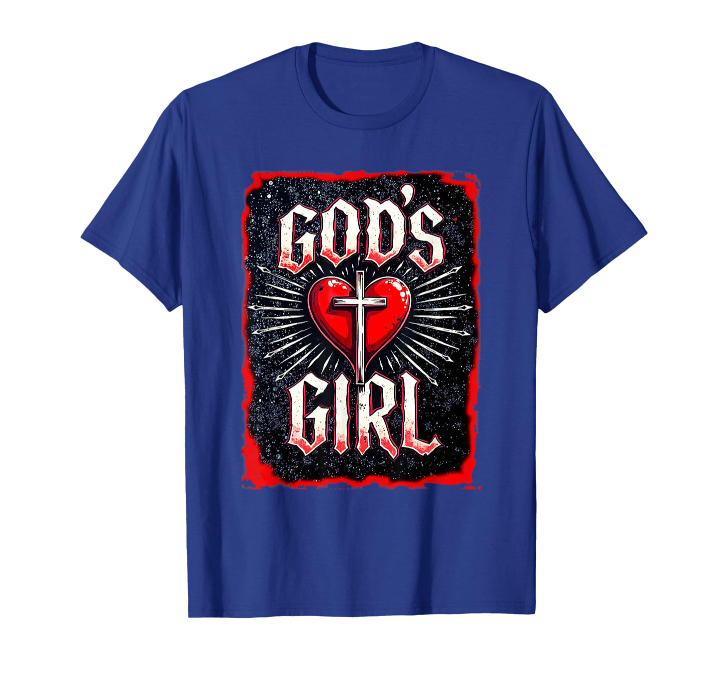 God's Girl Christian Cross Heart Grunge Style T-Shirt
