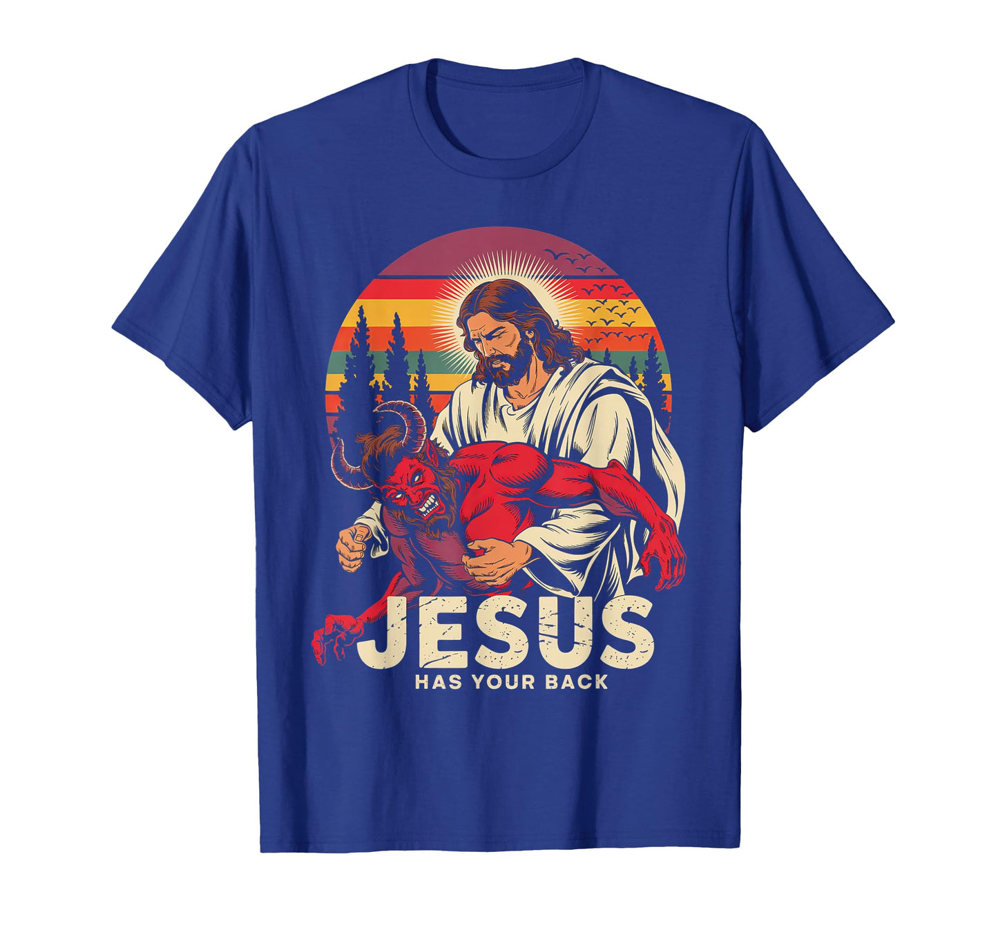Jesus Has Your Back Jiu Jitsu Retro Christian Men Women Kids T-Shirt