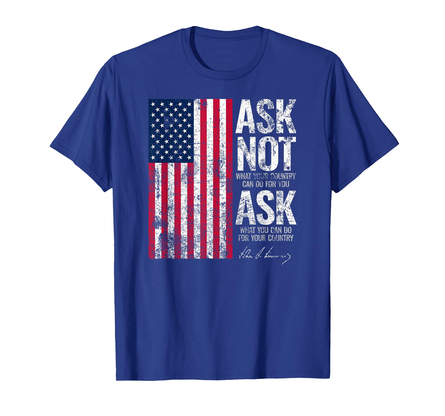 Utopia Sport Kennedy Shop JFK John F. Kennedy Ask Not Quote Distressed Print Unisex-Adults, Unisex-Kids T-Shirt, Black, Small, Short Sleeve