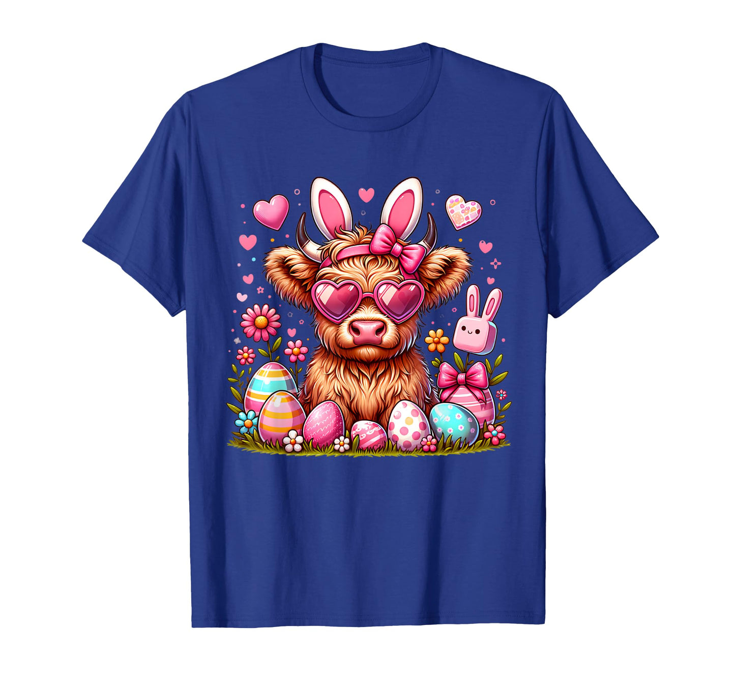 Easter Day Highland Cow bunny Cute Cow Easter T-Shirt