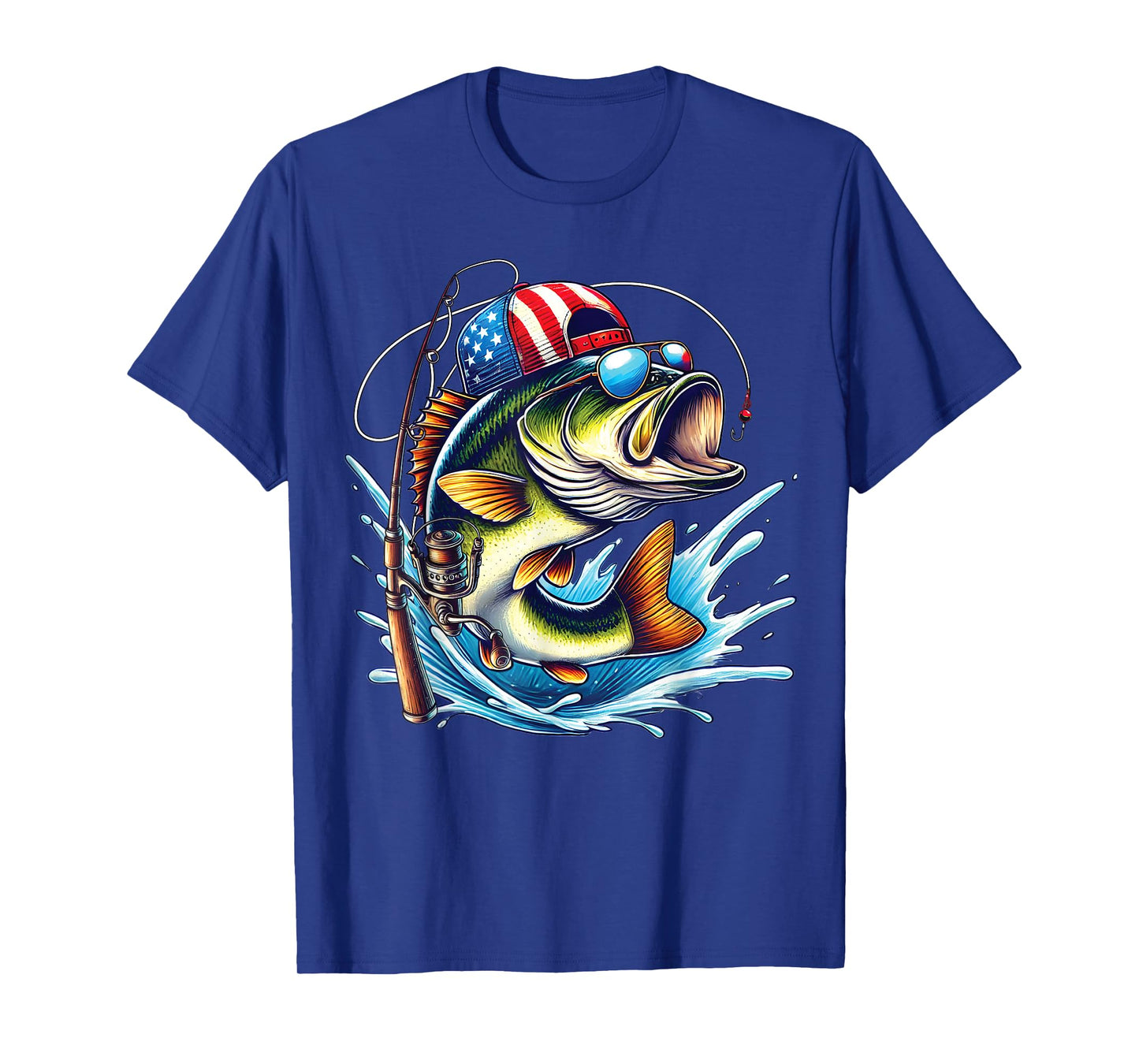 American Flag Fishing Lovers Fisherman Funny Fishing USA T-Shirt