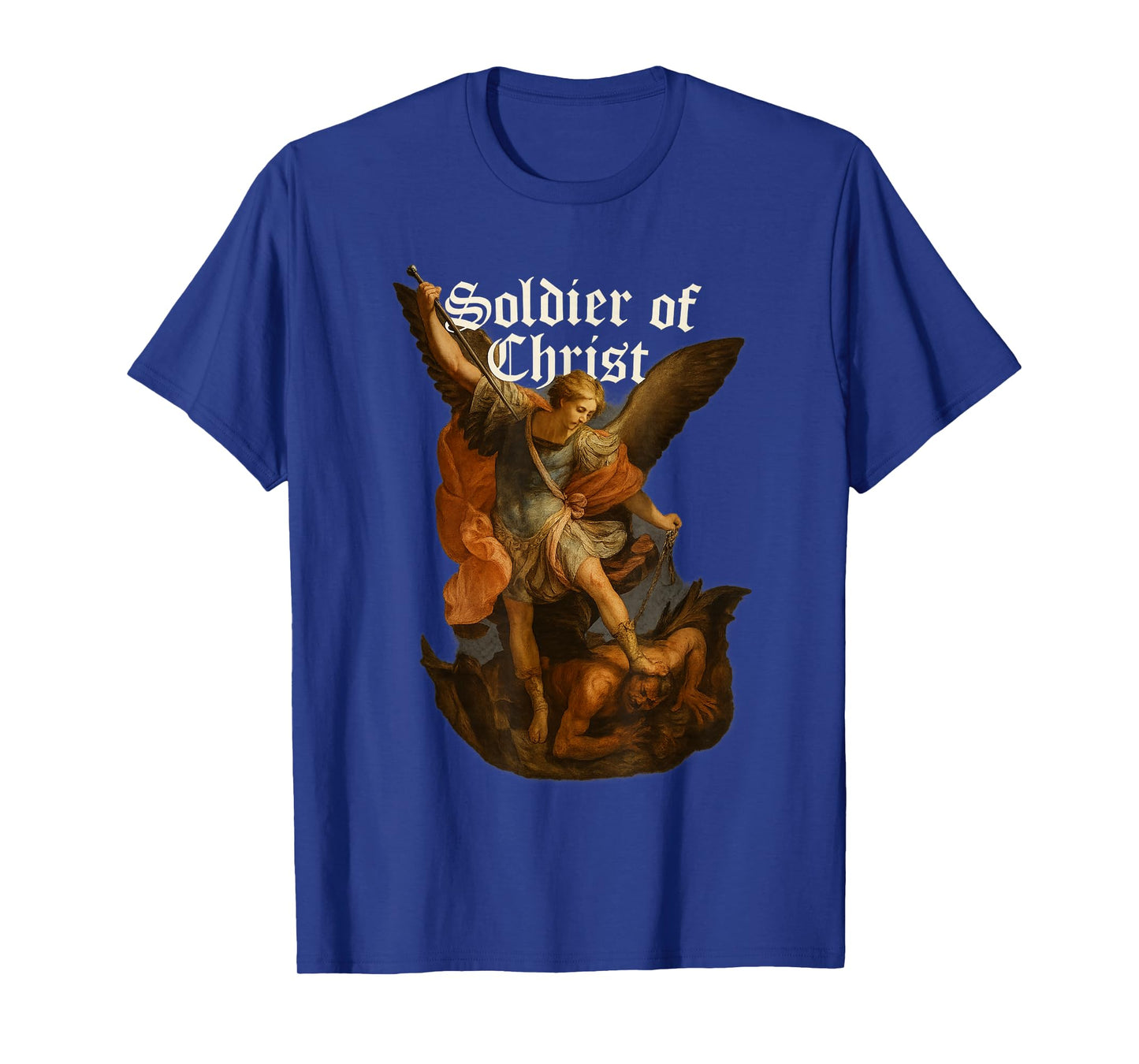 Archangel Michael Defeats Satan - Soldier of Christ T-Shirt