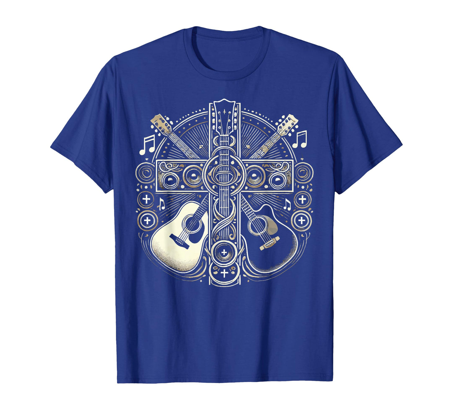 Acoustic Electric Guitar Cross Christian God Jesus Crucifix T-Shirt