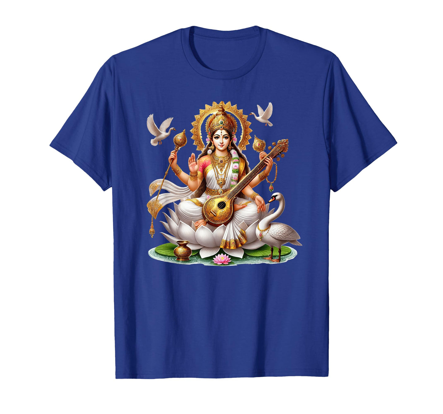 Saraswati on Lotus: Goddess of Wisdom, Purity and Arts T-Shirt