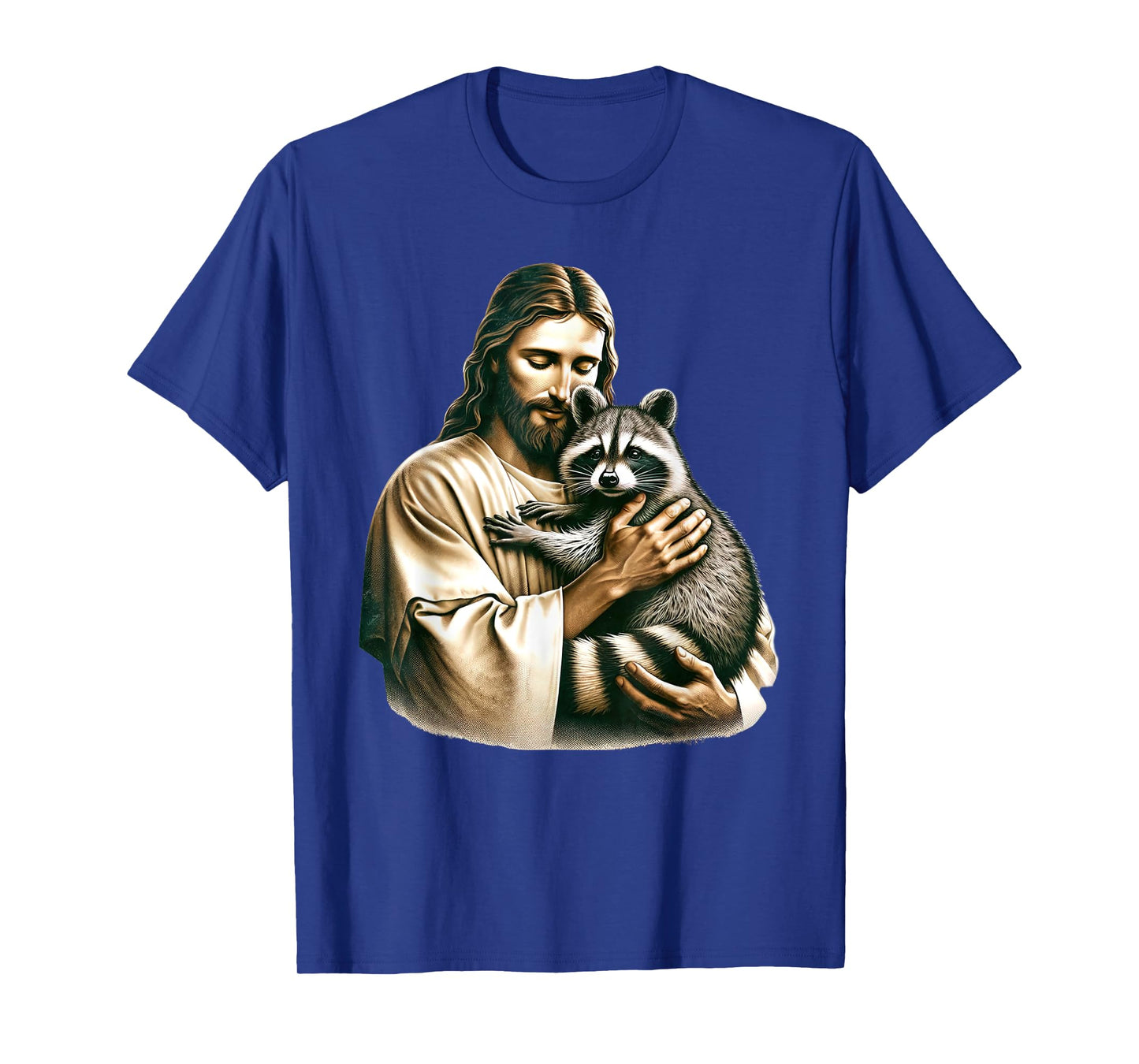 Vintage Distressed Jesus Hugging Raccoon Funny Raccoon Lover T-Shirt