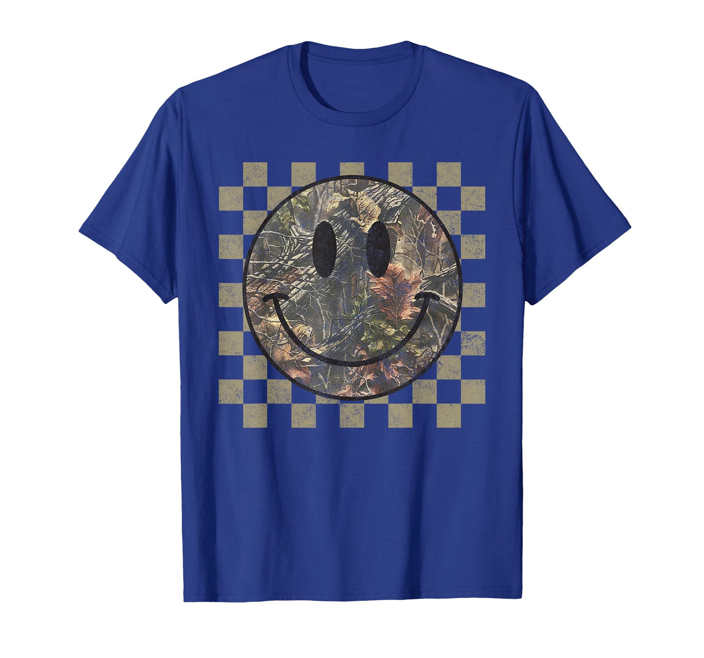 Camo Tree Smile Face Checkered Camouflage Cute Adults Kids T-Shirt