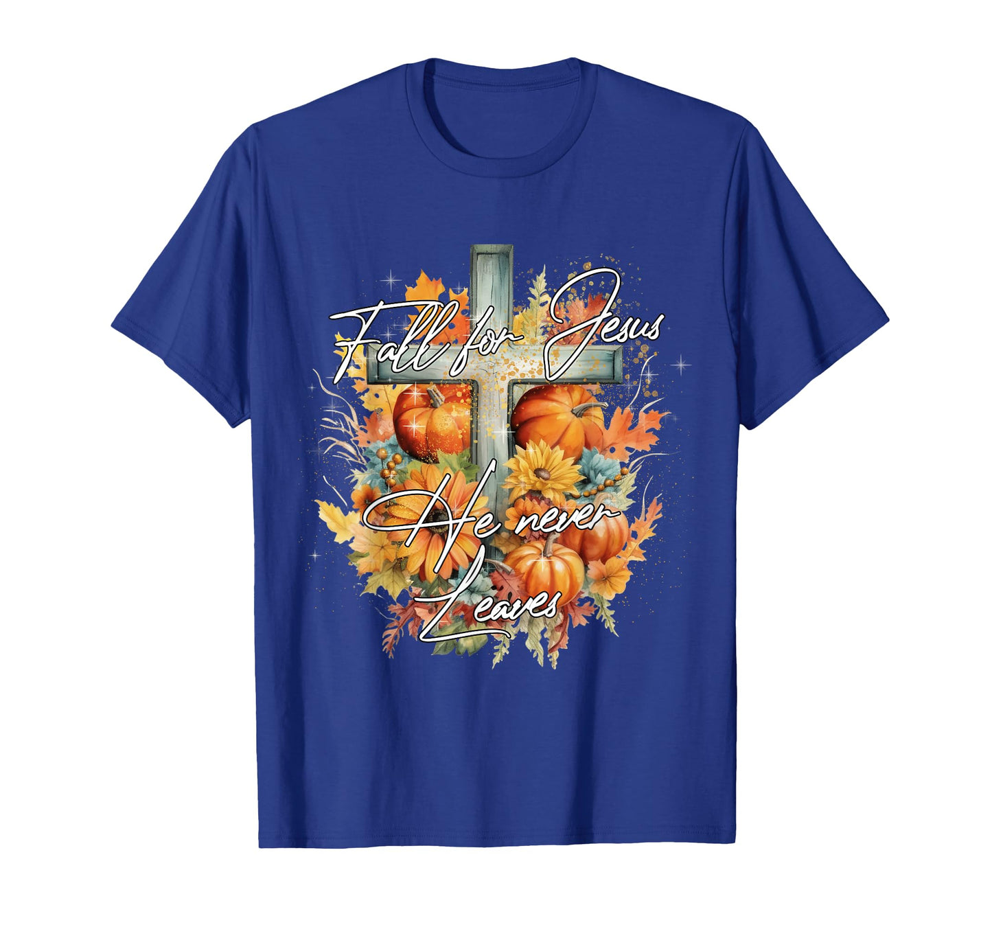 Fall For Jesus He Never Leaves Christian Halloween Pumpkin T-Shirt
