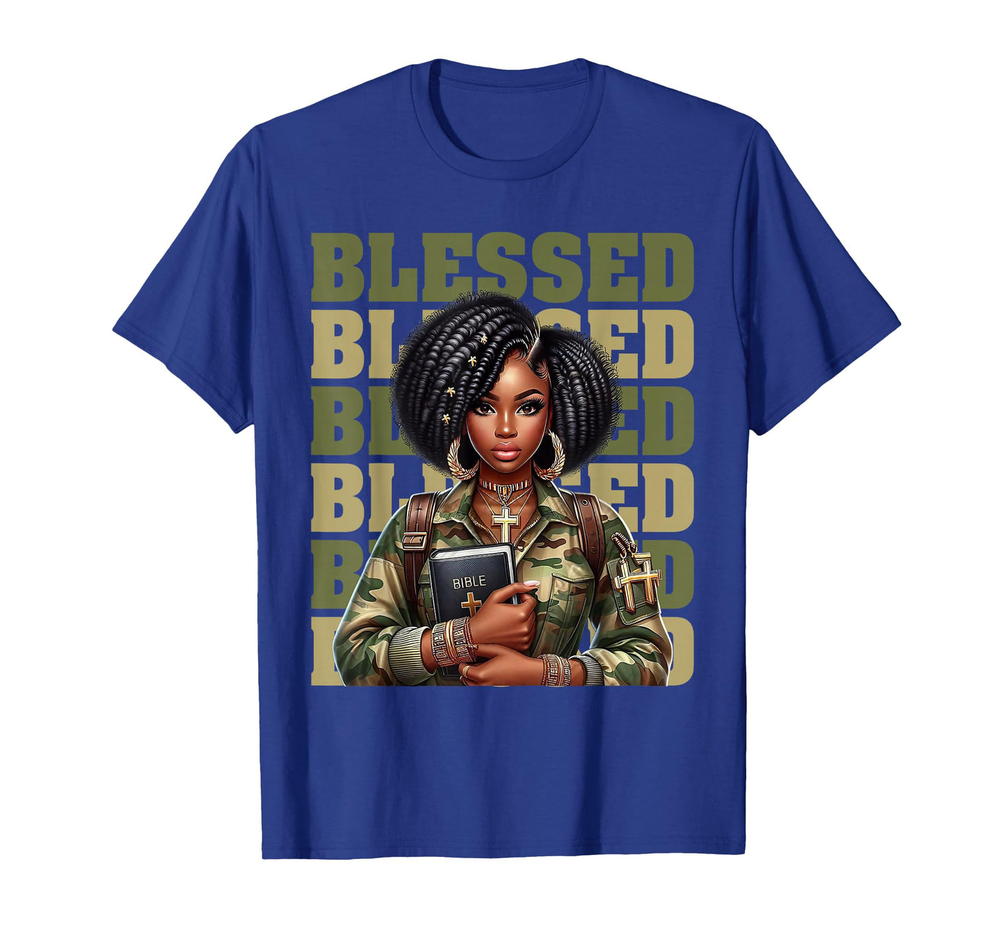Blessed Black Woman Afro African American Christian Saying T-Shirt