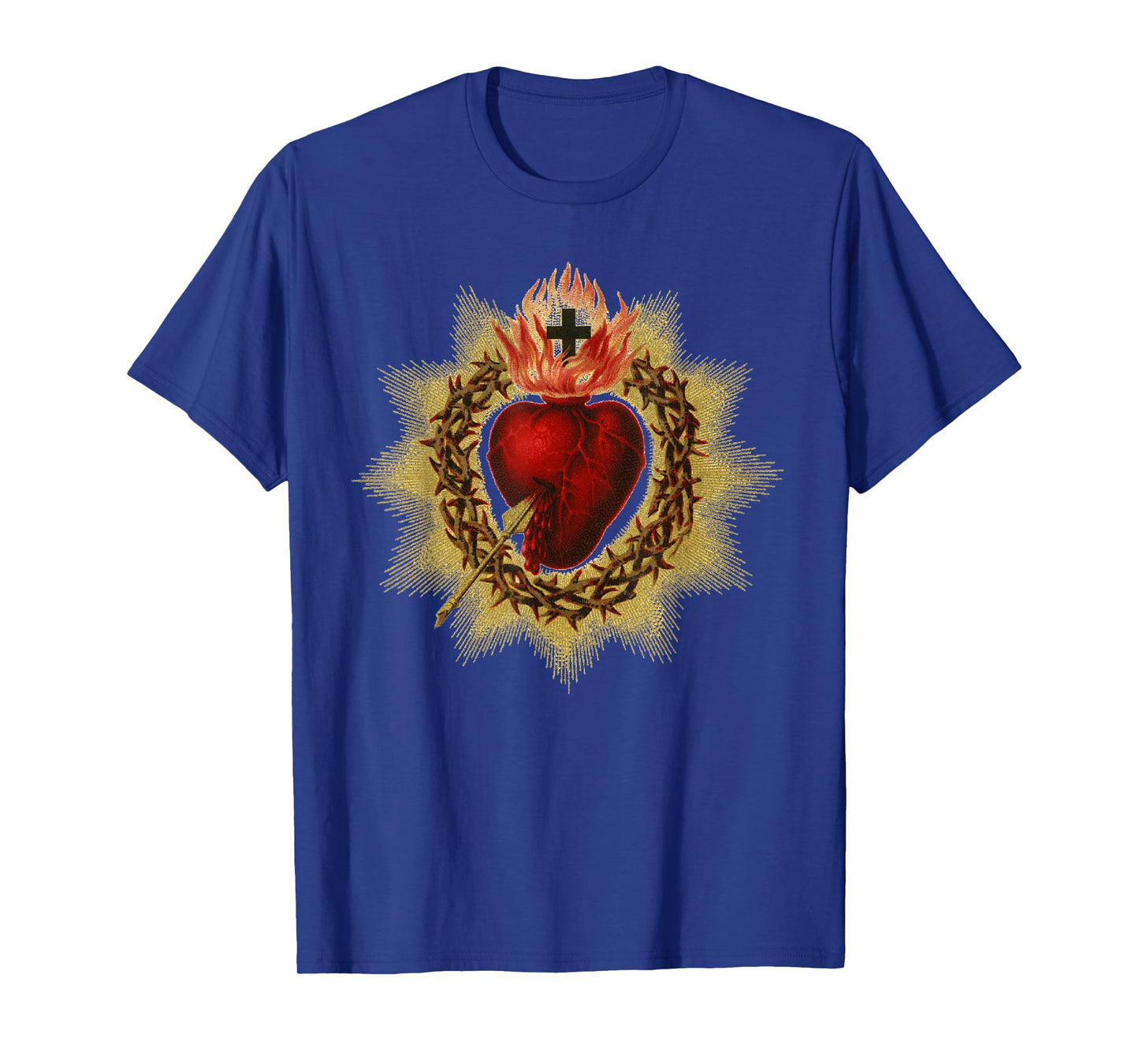 Catholic T Shirt - Sacred Heart in Crown of Thorns T-Shirt