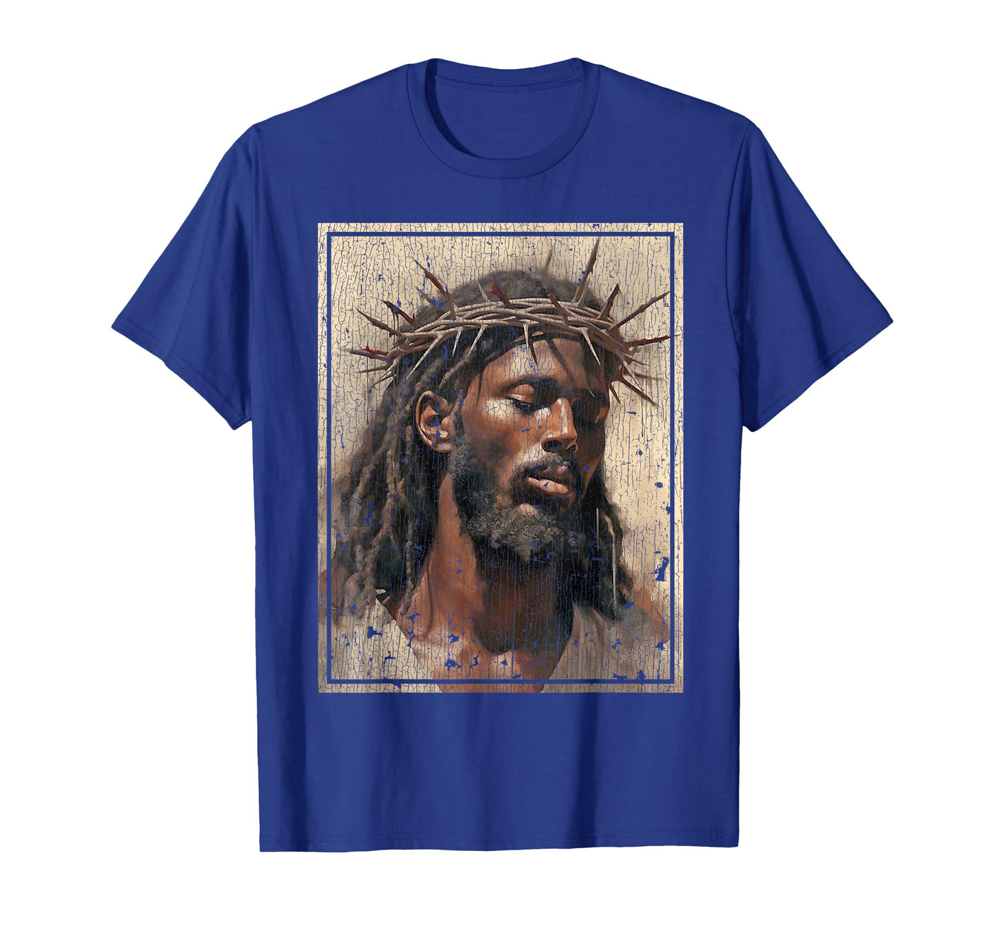 Black Jesus Shirt Face Of Jesus Cross With Crown Of Thorns T-Shirt