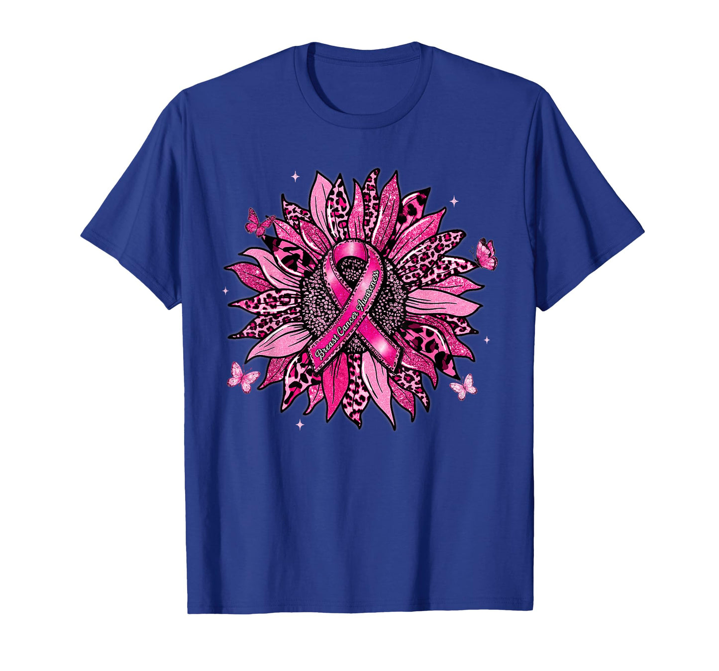 Sunflower Pink Ribbon Faith Breast Cancer Awareness Women T-Shirt