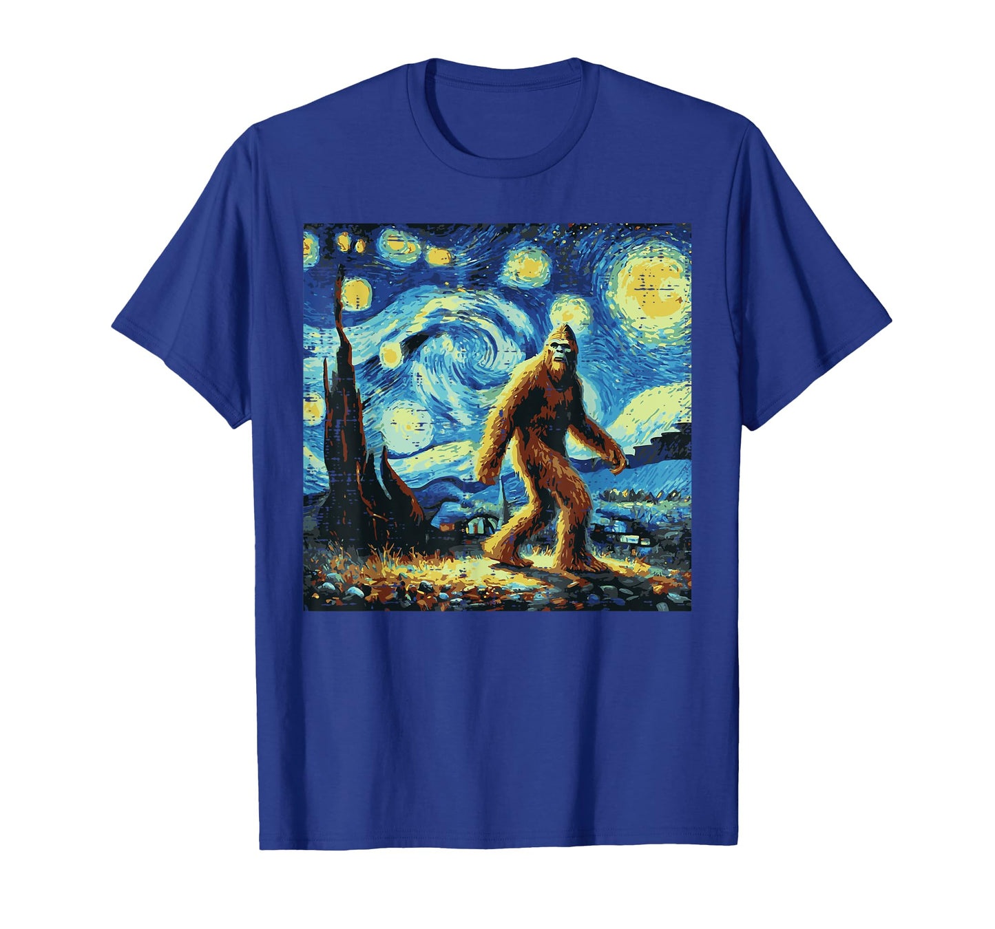 Bigfoot Sasquatch Starry Night Funny Meme Men Women Kids T-Shirt