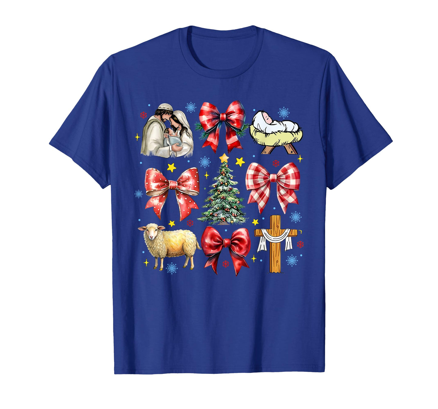 Jesus Birth Christmas Coquette Bow Nativity Scene Christian T-Shirt