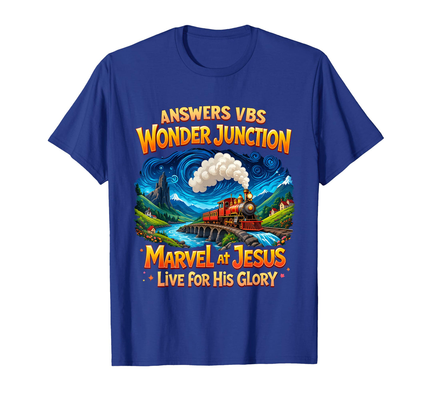 Christian Camp VBS 2025 Wonder His Glory Junction Train T-Shirt