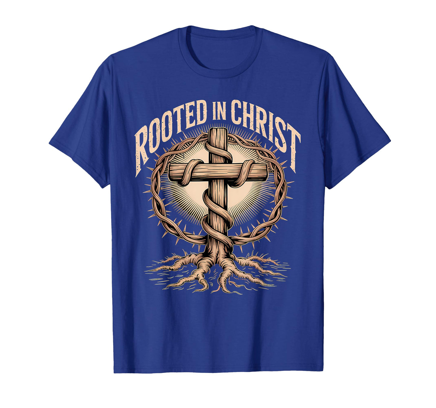 Rooted in Christ Jesus Cross Christian Faith T-Shirt