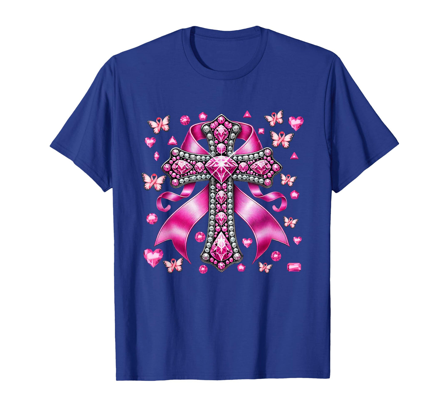 Pink Christian Cross Breast Cancer Awareness Faith Jesus T-Shirt