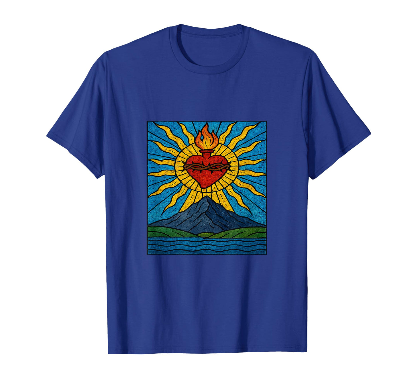 Stained Glass Sacred Holy Heart Faith Divine Spiritual T-Shirt