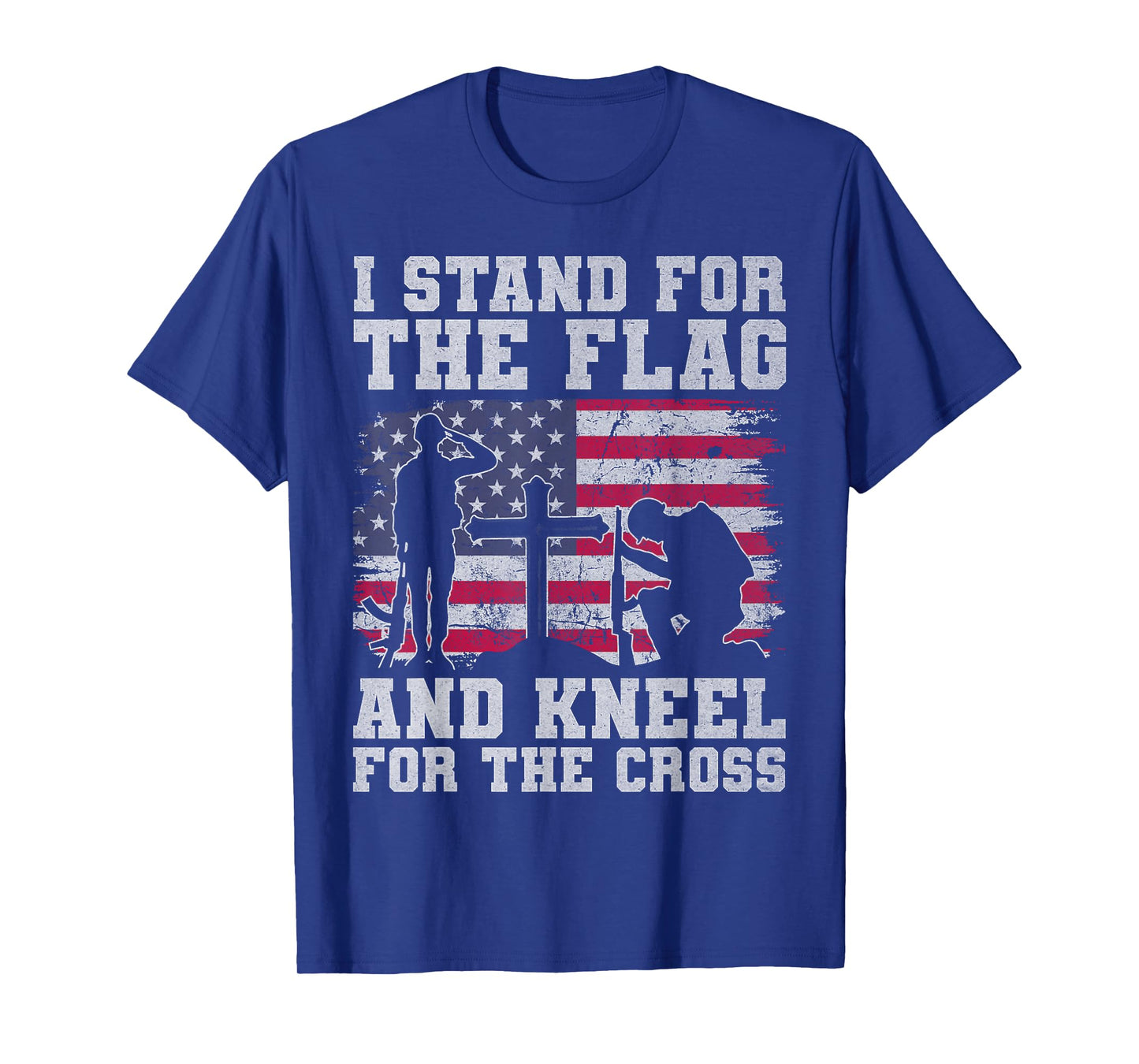 I Stand For The Flag And Kneel For The Cross Veteran US Flag T-Shirt