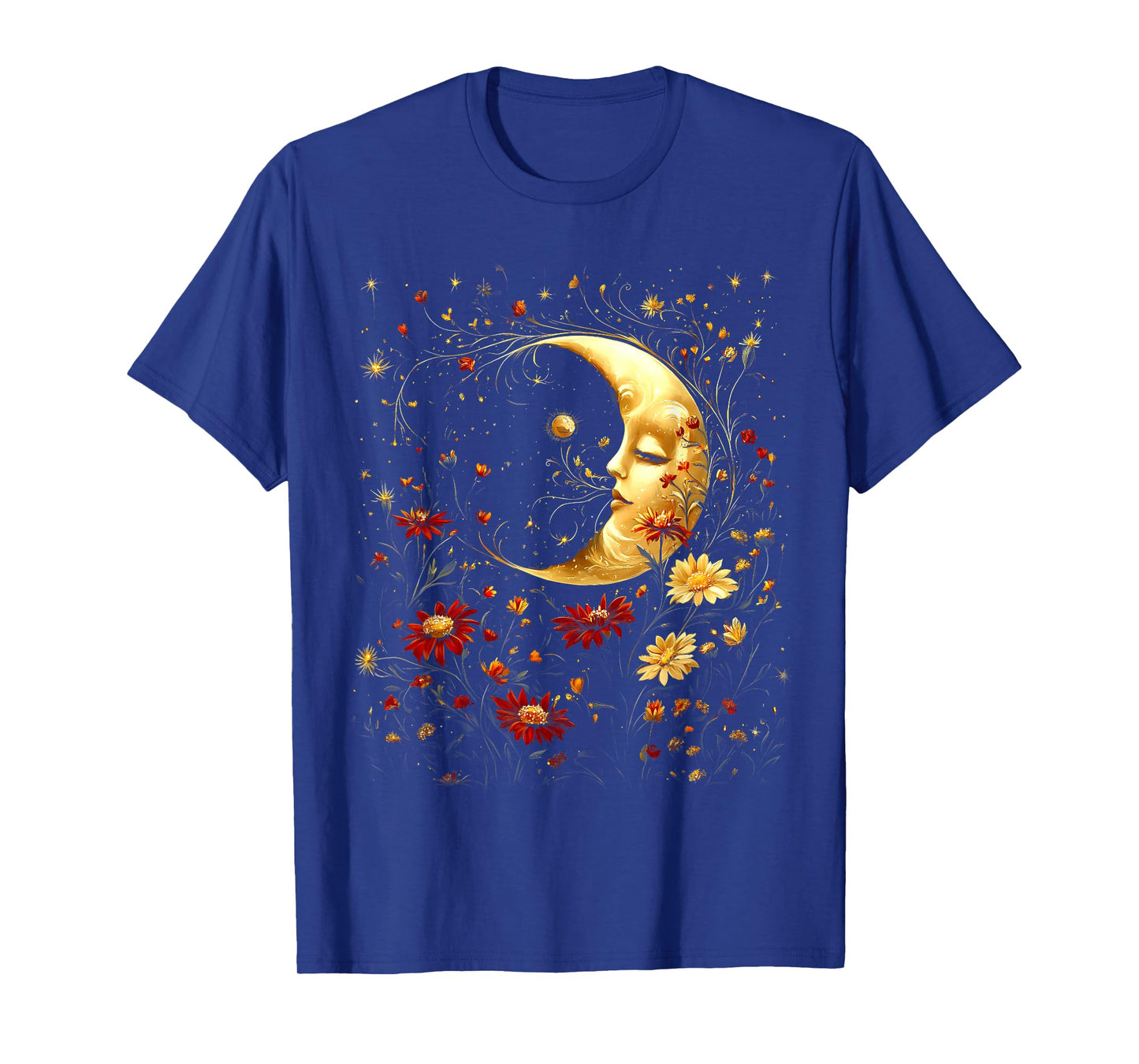 Boho Moon Wildflowers Summer Night Women Teen Girls Youth T-Shirt