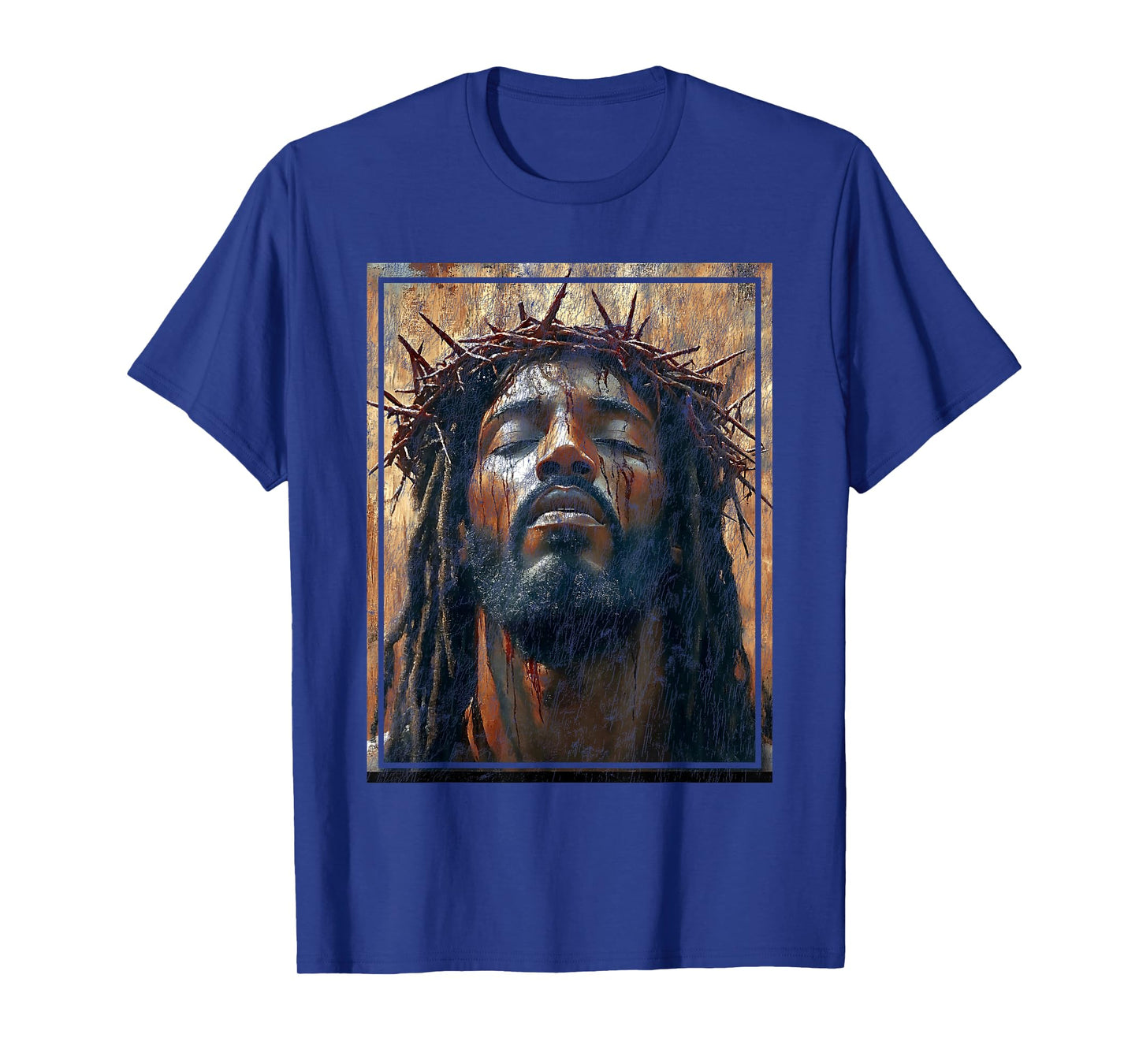 Black Jesus Face Of Jesus Cross With Crown Of Thorns T-Shirt