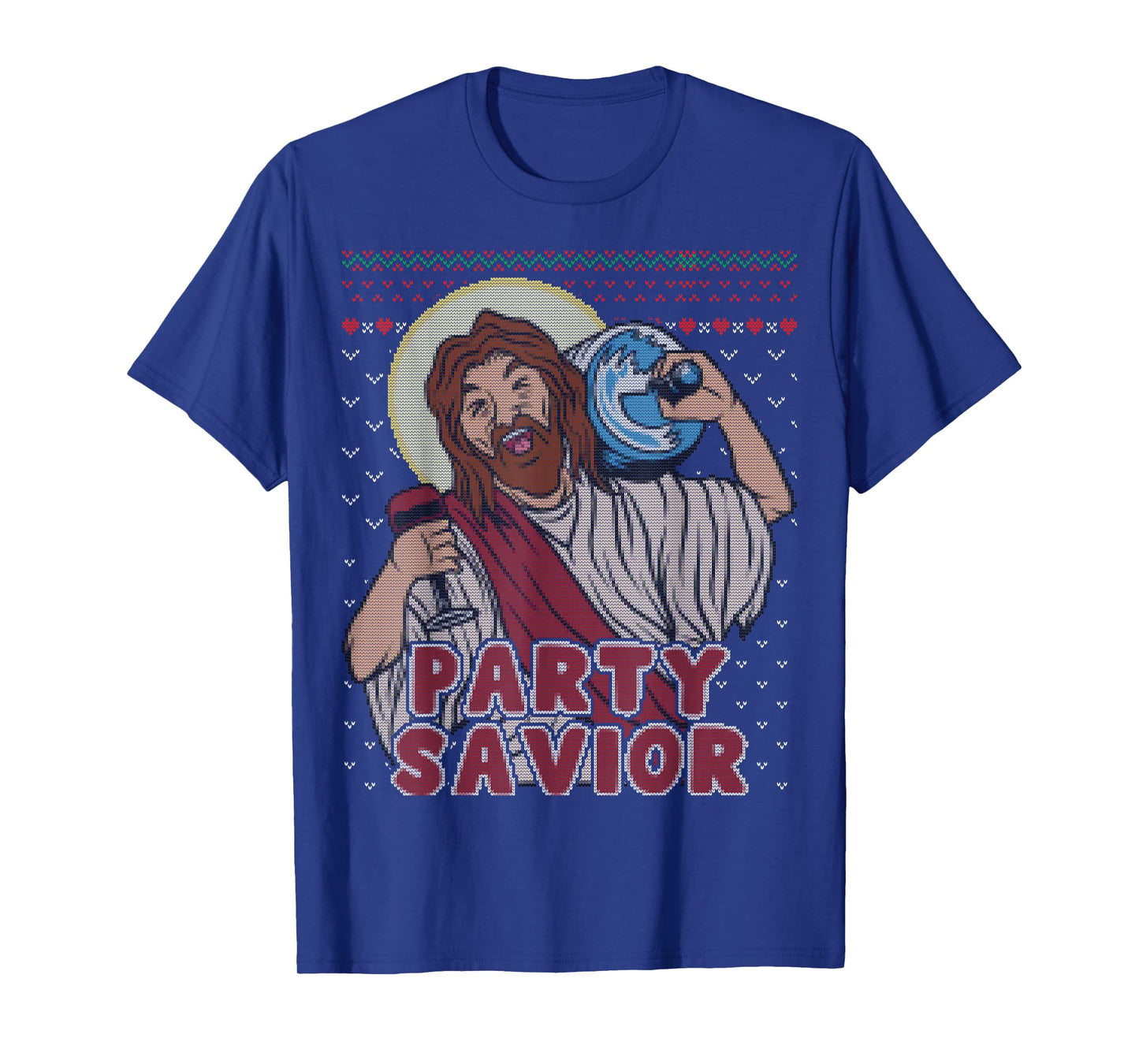 Party Savior Jesus Santa Claus Beer Ugly Christmas Sweater T-Shirt