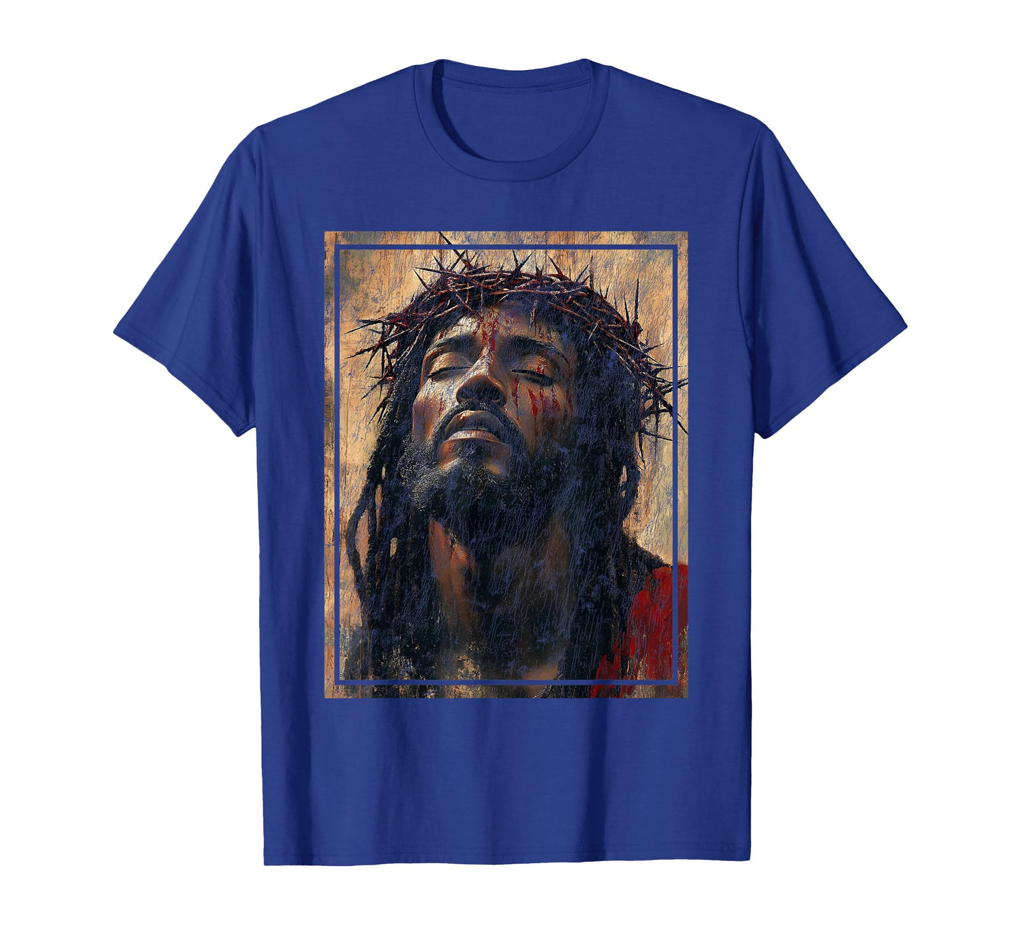 Black Jesus Face Of Jesus Cross With Crown Of Thorns T-Shirt