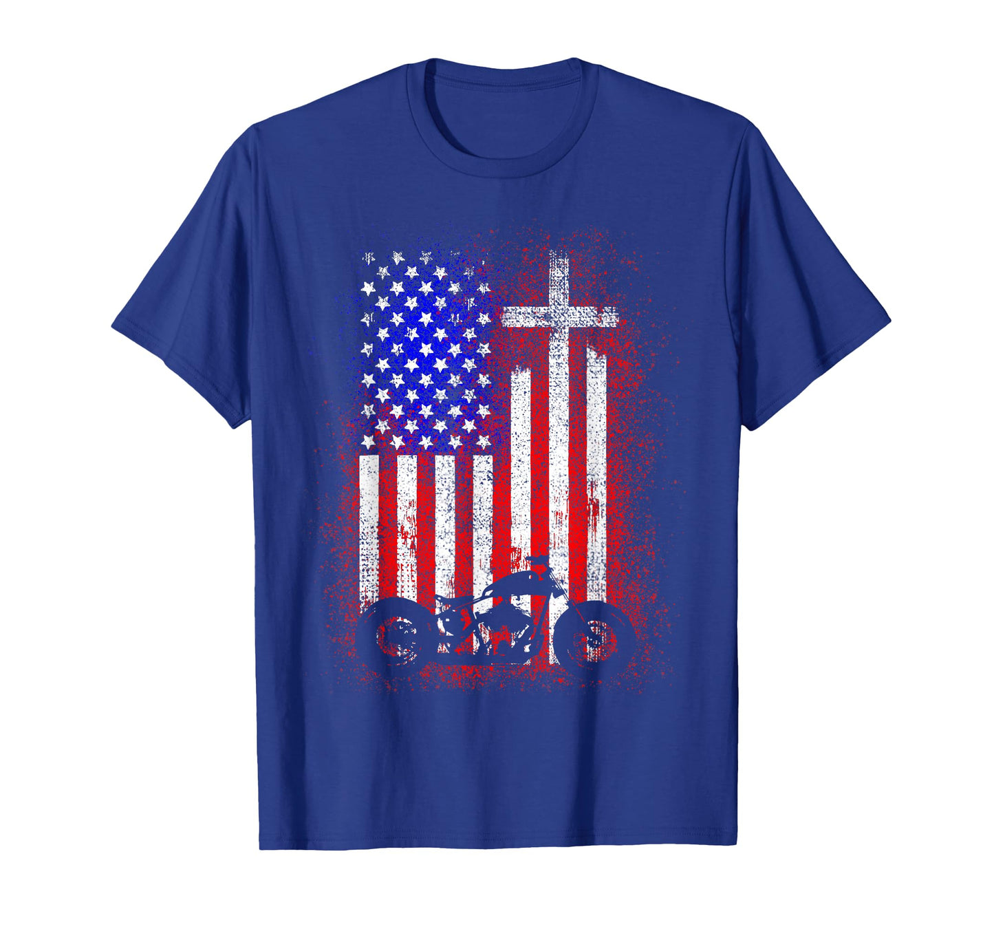 Vintage Motorcycle USA Flag Christian Faith for Bikers T-Shirt