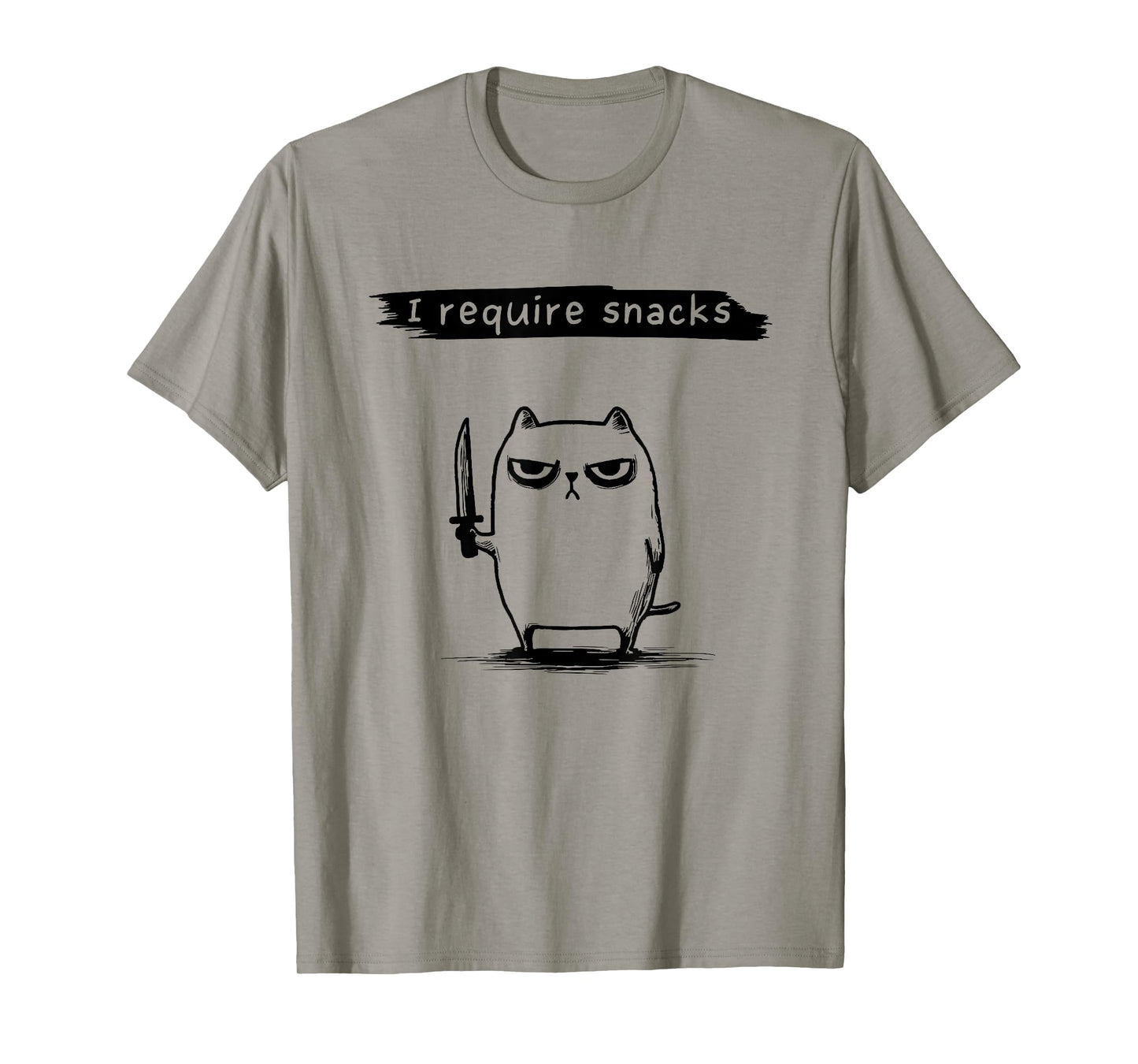 Funny Cat Meme I Require Snacks Design Men Women Kids T-Shirt