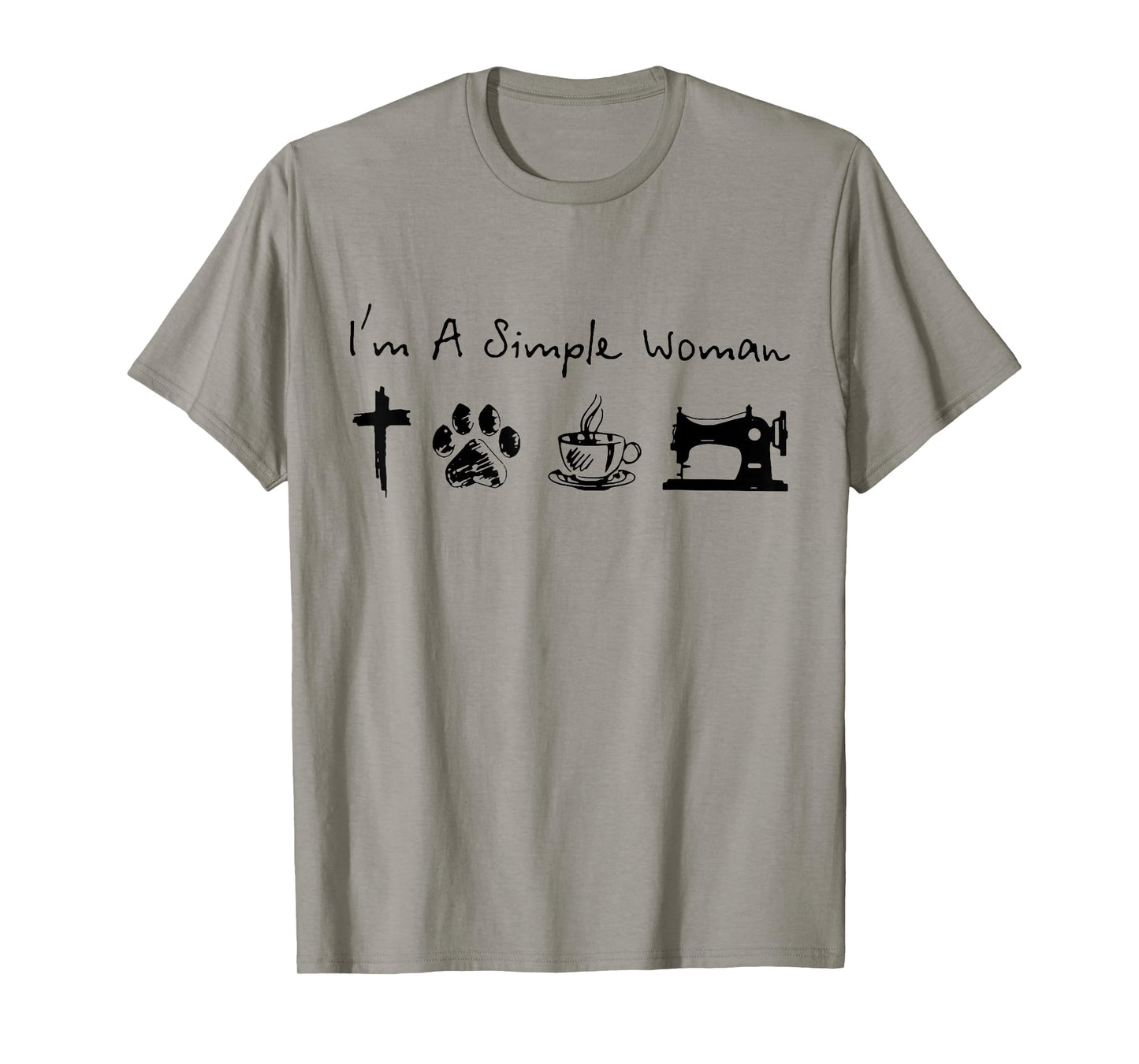 I'm A Simple Woman Jesus Dogs Cats Coffee Sewing Quilting T-Shirt