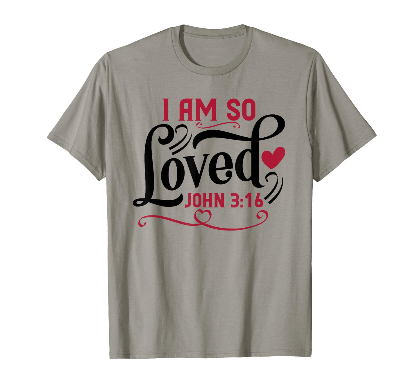 Inspired In The Bible I Am So Loved T-Shirt, Unisex-Adults, Unisex-Kids, Grey, Small, Short Sleeve, T-Shirt