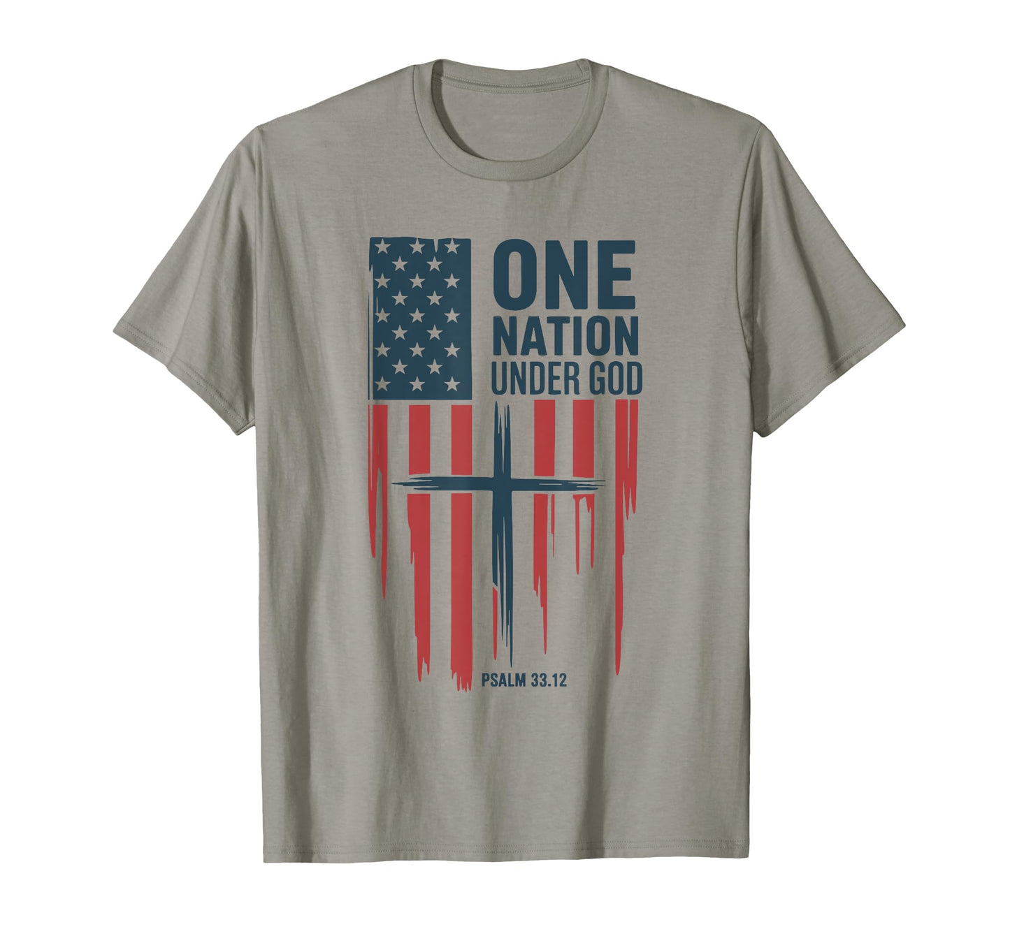 Christian Patriotic One Nation Under God Cross USA Faith T-Shirt