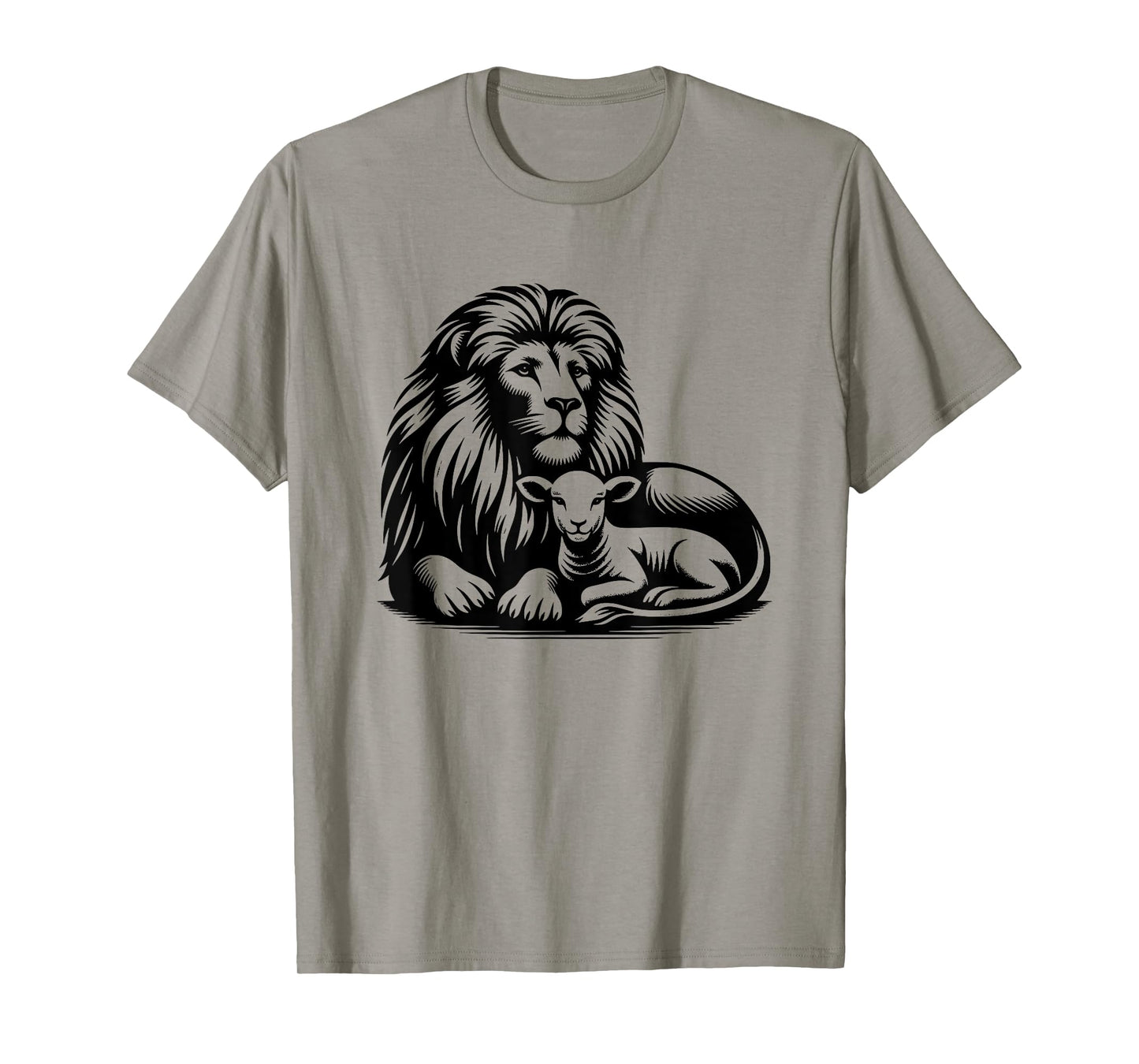 Lion and Lamb Black Design Christian Men Women T-Shirt