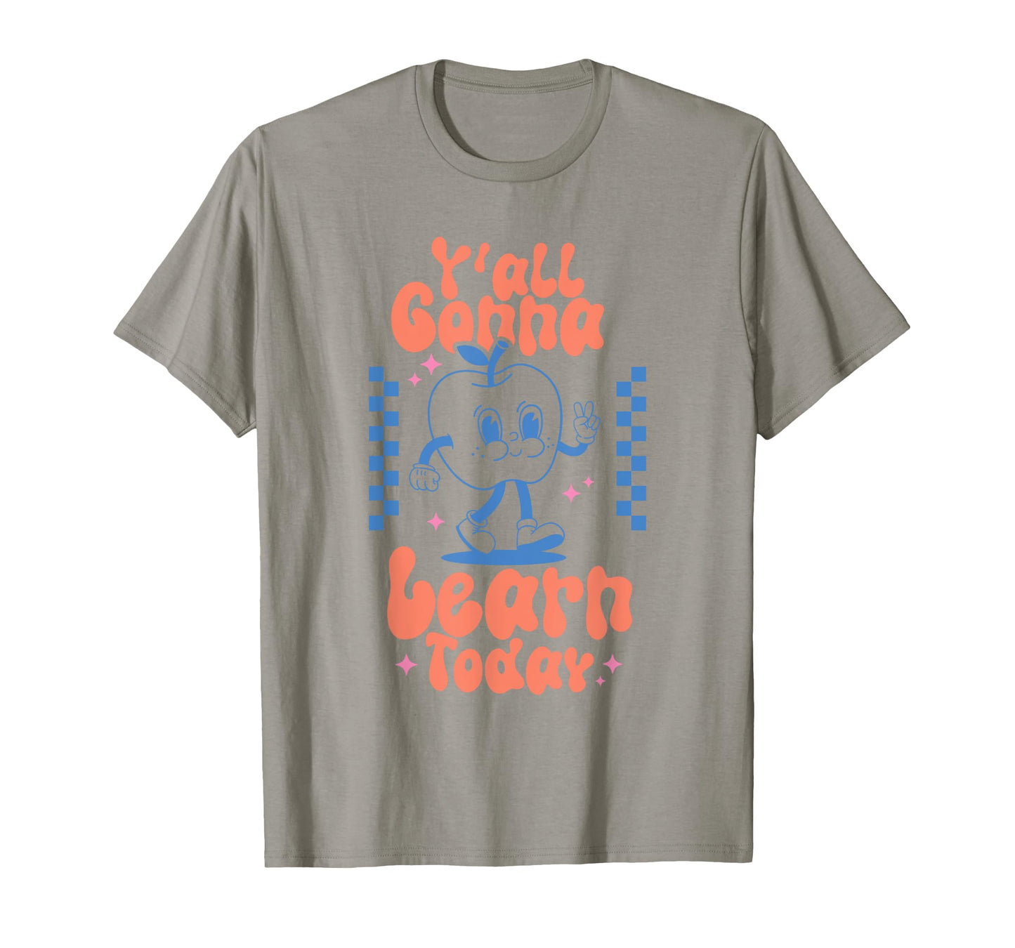 Y'all Gonna Learn Today Checkered Retro Apple Teacher Women T-Shirt