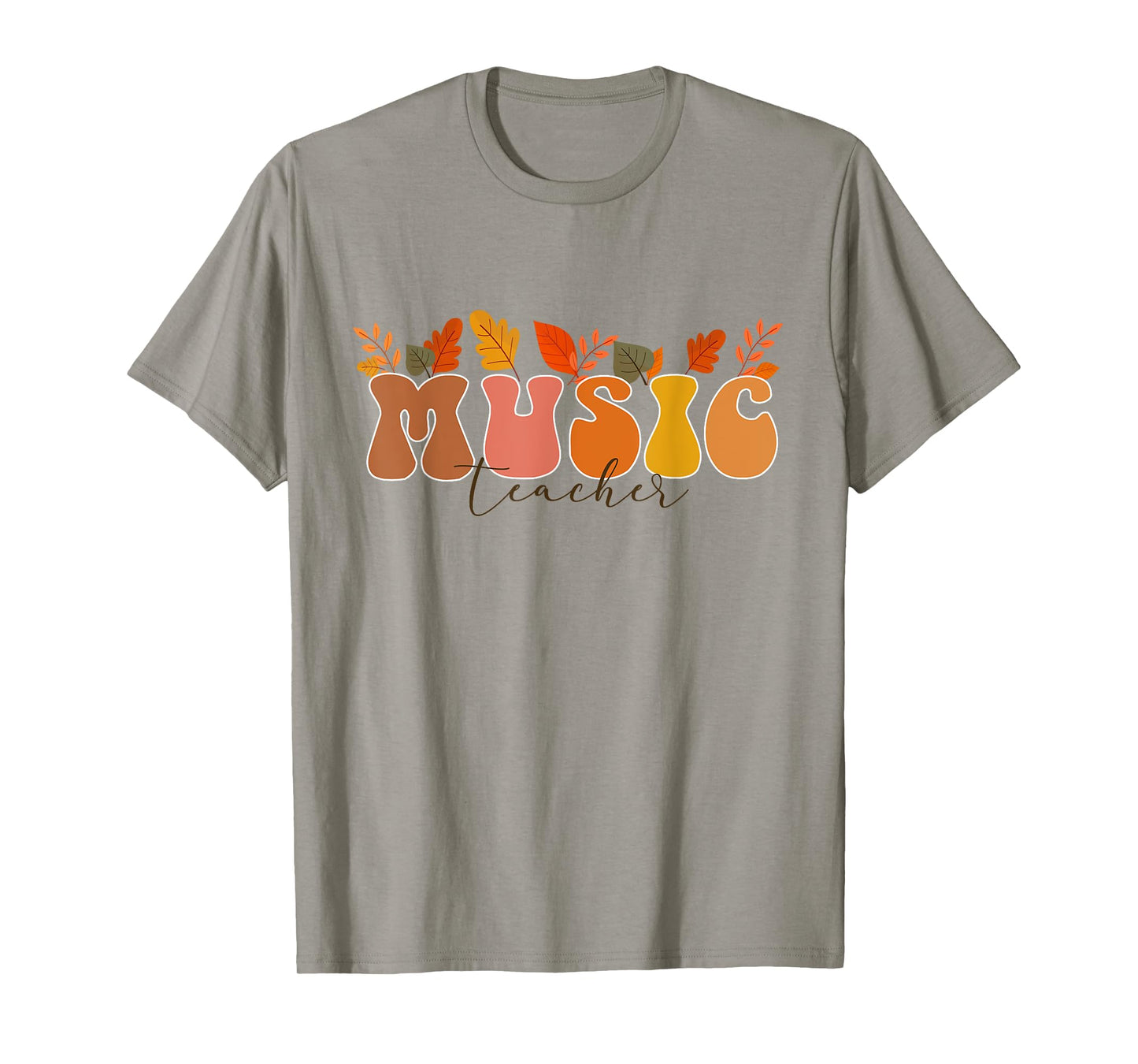 Groovy Retro Music Teacher Vintage Fall Leaves Autumn Season T-Shirt for Men Women