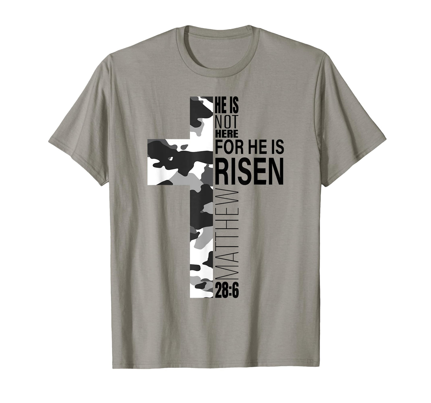 Cool Religious He Is Risen Christian Easter Verse Camo Cross T-Shirt