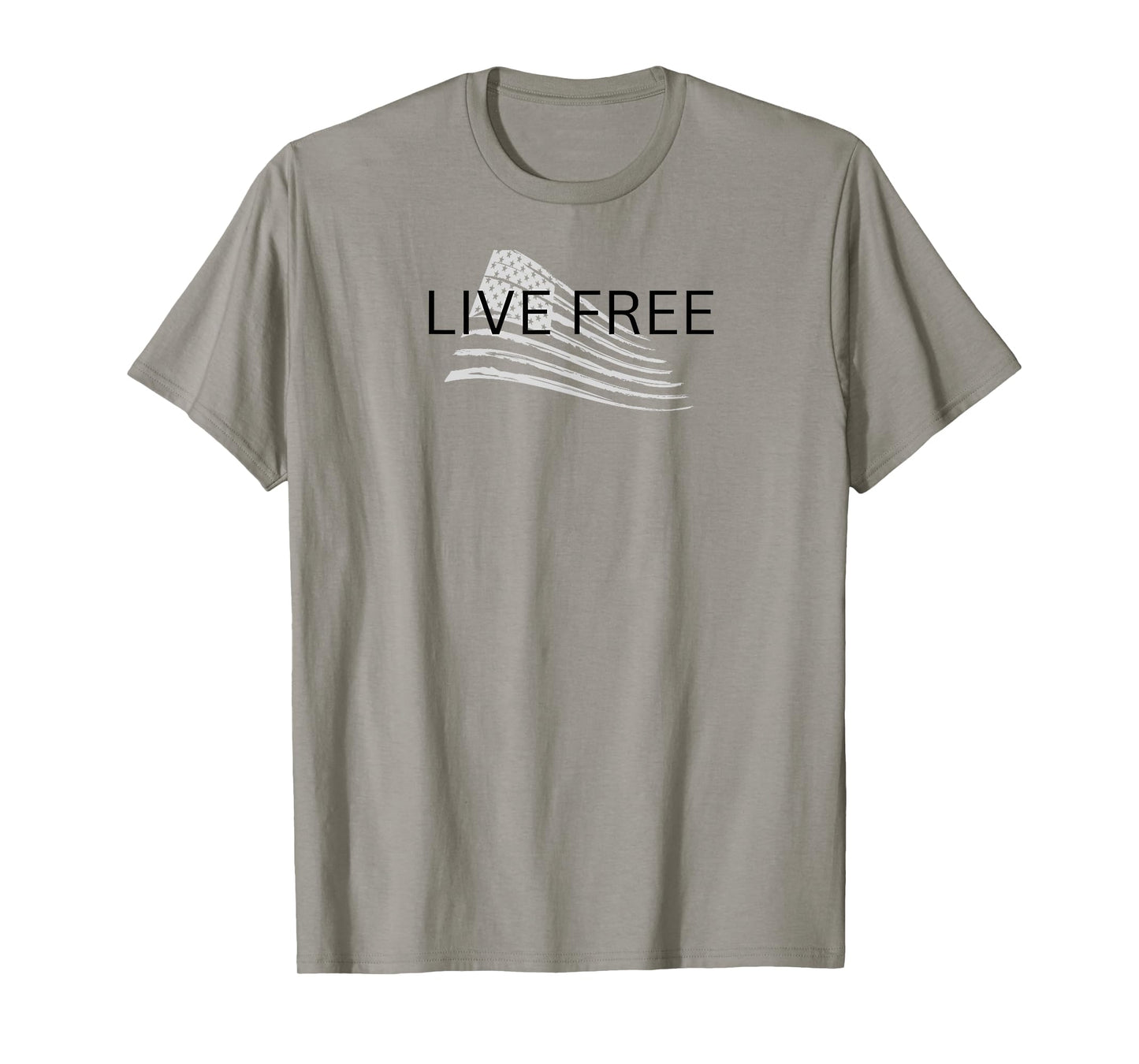 Live Free Text Christian, Patriotic Cross Flag Faith Blk Txt T-Shirt