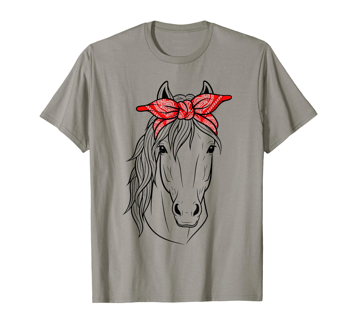 Funny Horse Lovers Tee | Red Bandana Print for Girls & Women T-Shirt