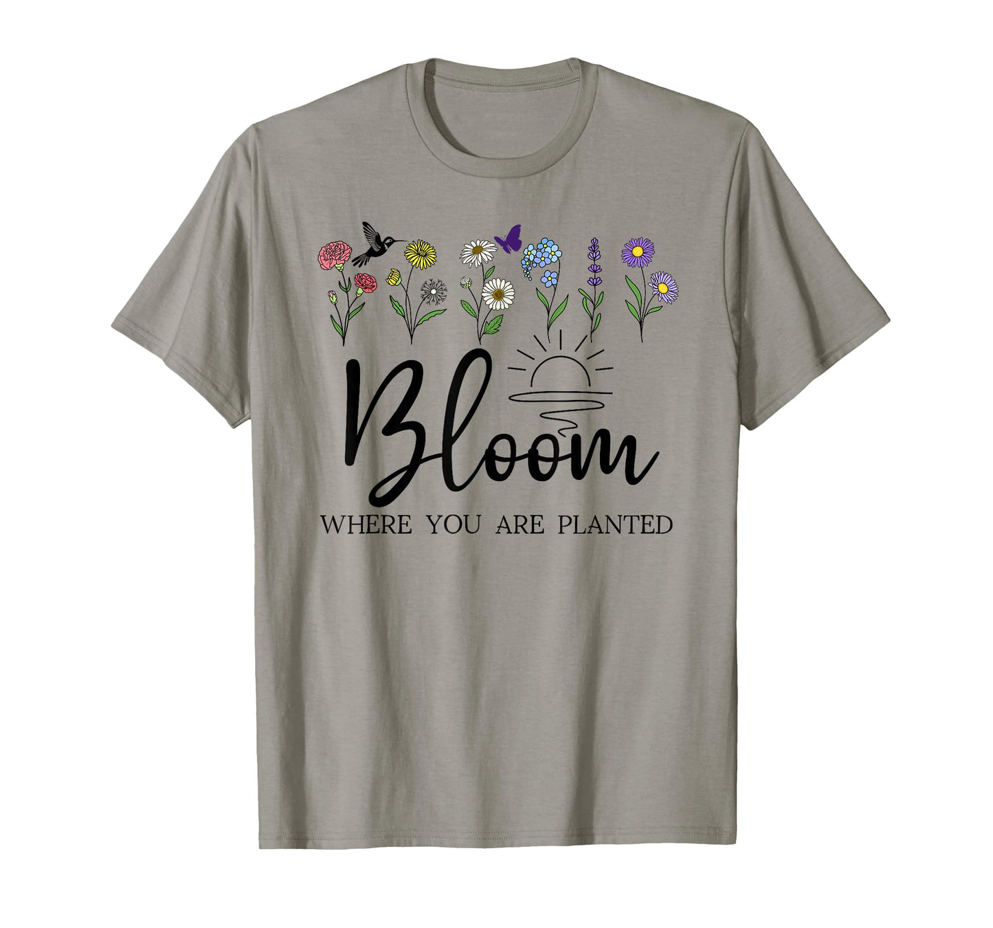 Bloom Where You are Planted Wildflower Christian Bible Verse T-Shirt