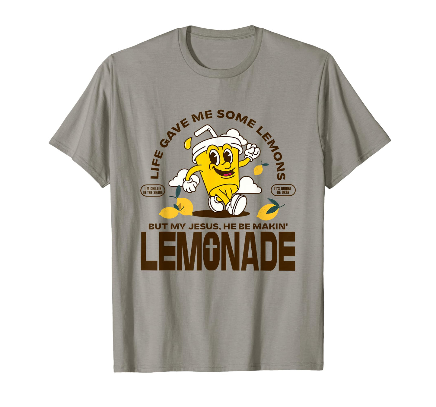 Jesus Making Lemonade Cute Retro Mascot Christian Faith T-Shirt