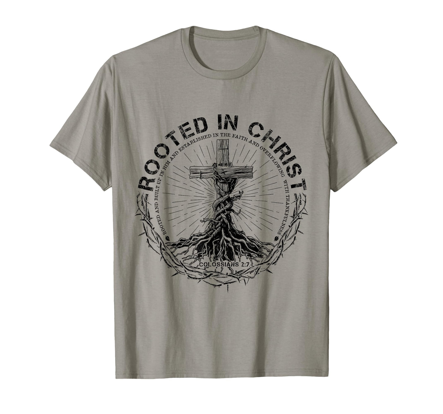 Vintage Rooted in Christ Jesus Bible Verse Christian T-Shirt