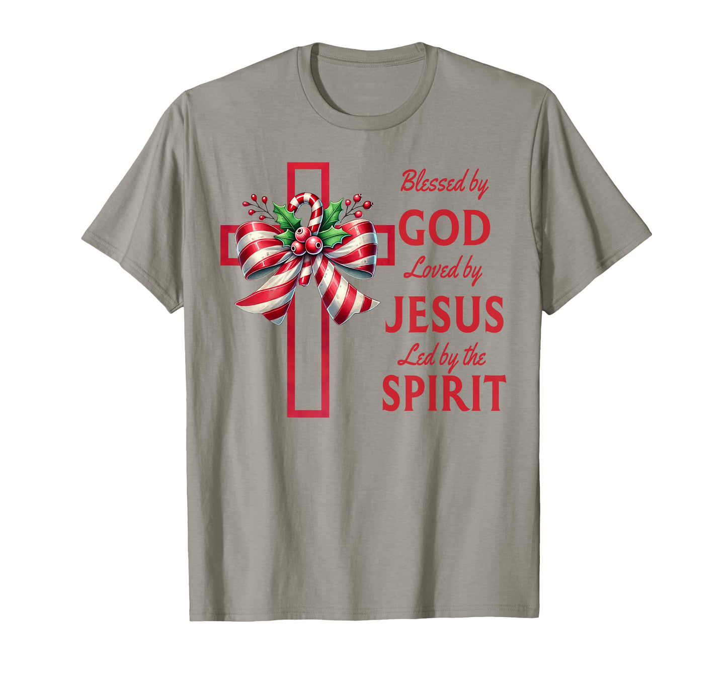 Blessed By God Loved By Jesus Beautiful Candy Cane Cross T-Shirt
