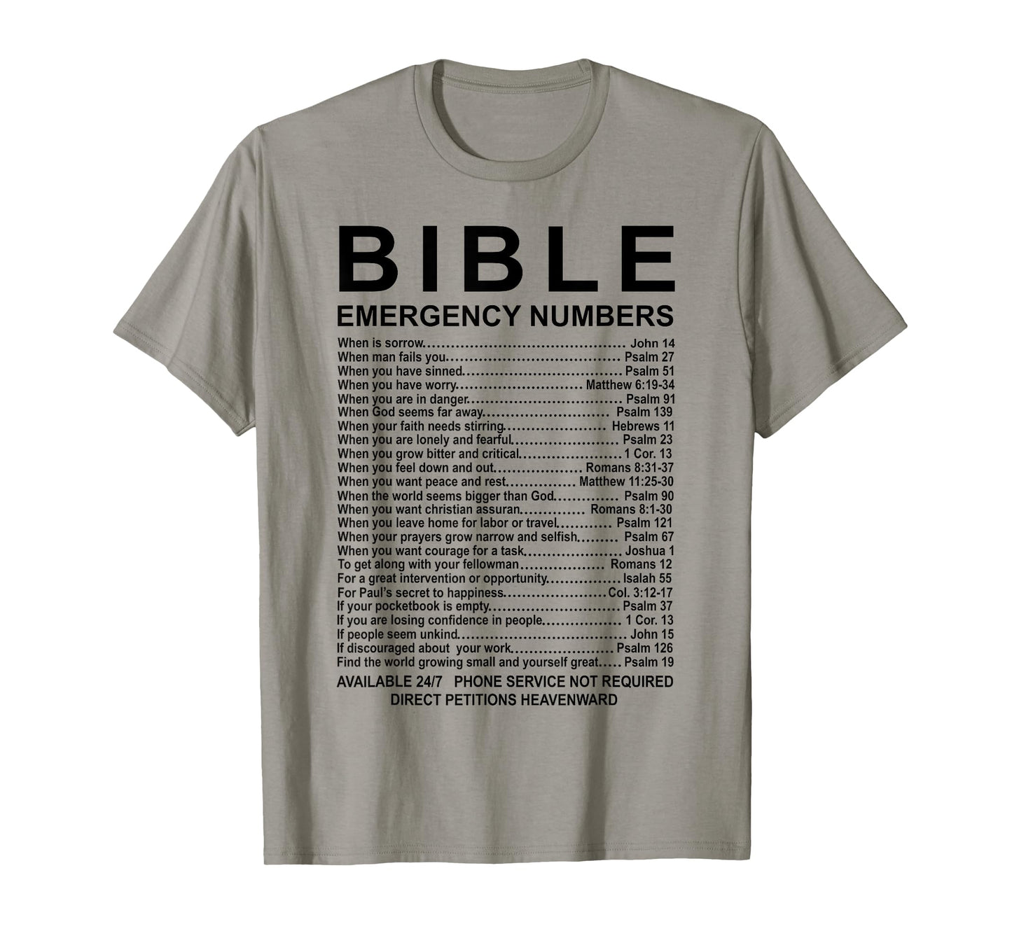 Bible Emergency Numbers T-Shirt