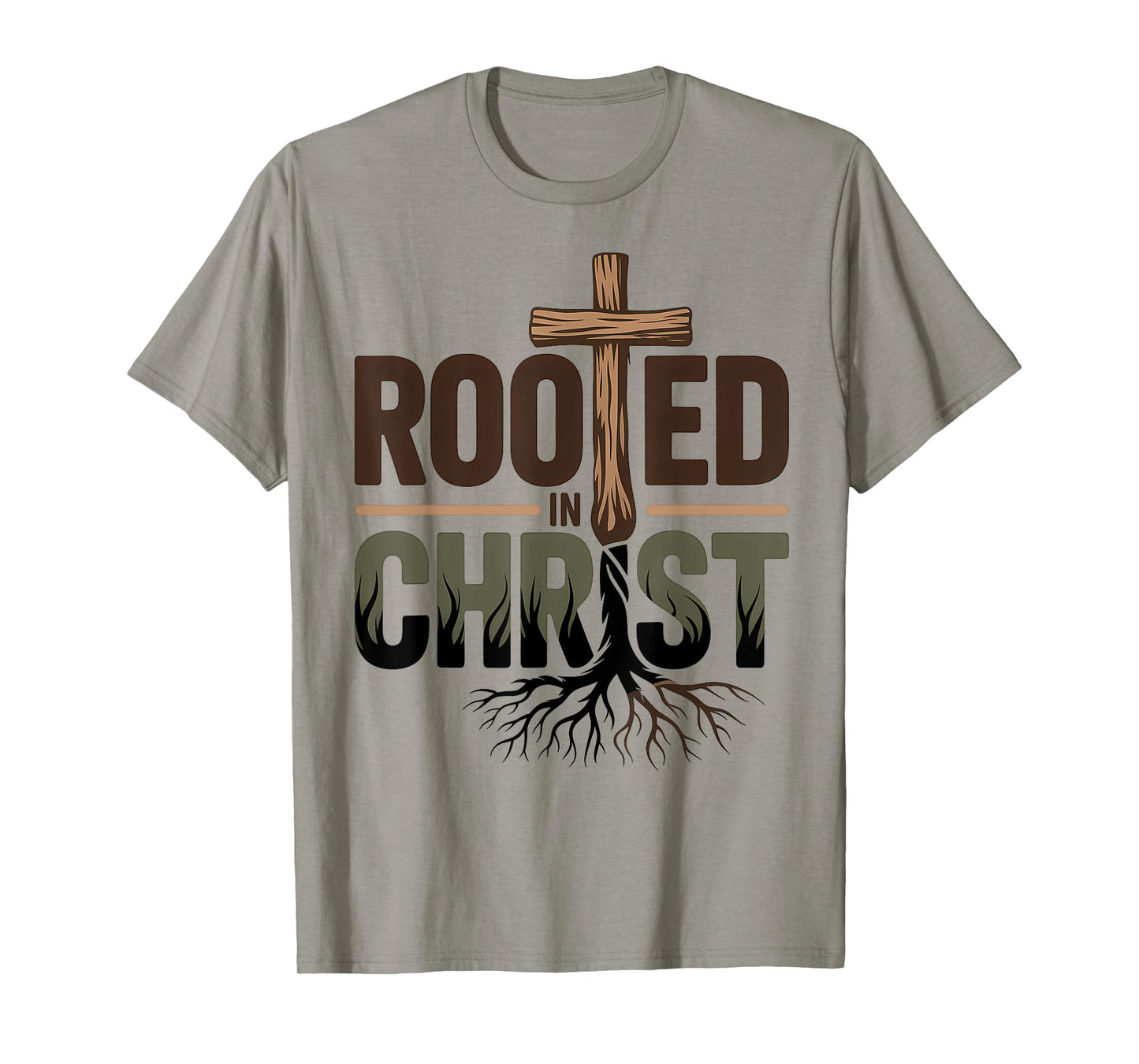 Rooted in Christ Jesus Christian Faith Cross T-Shirt