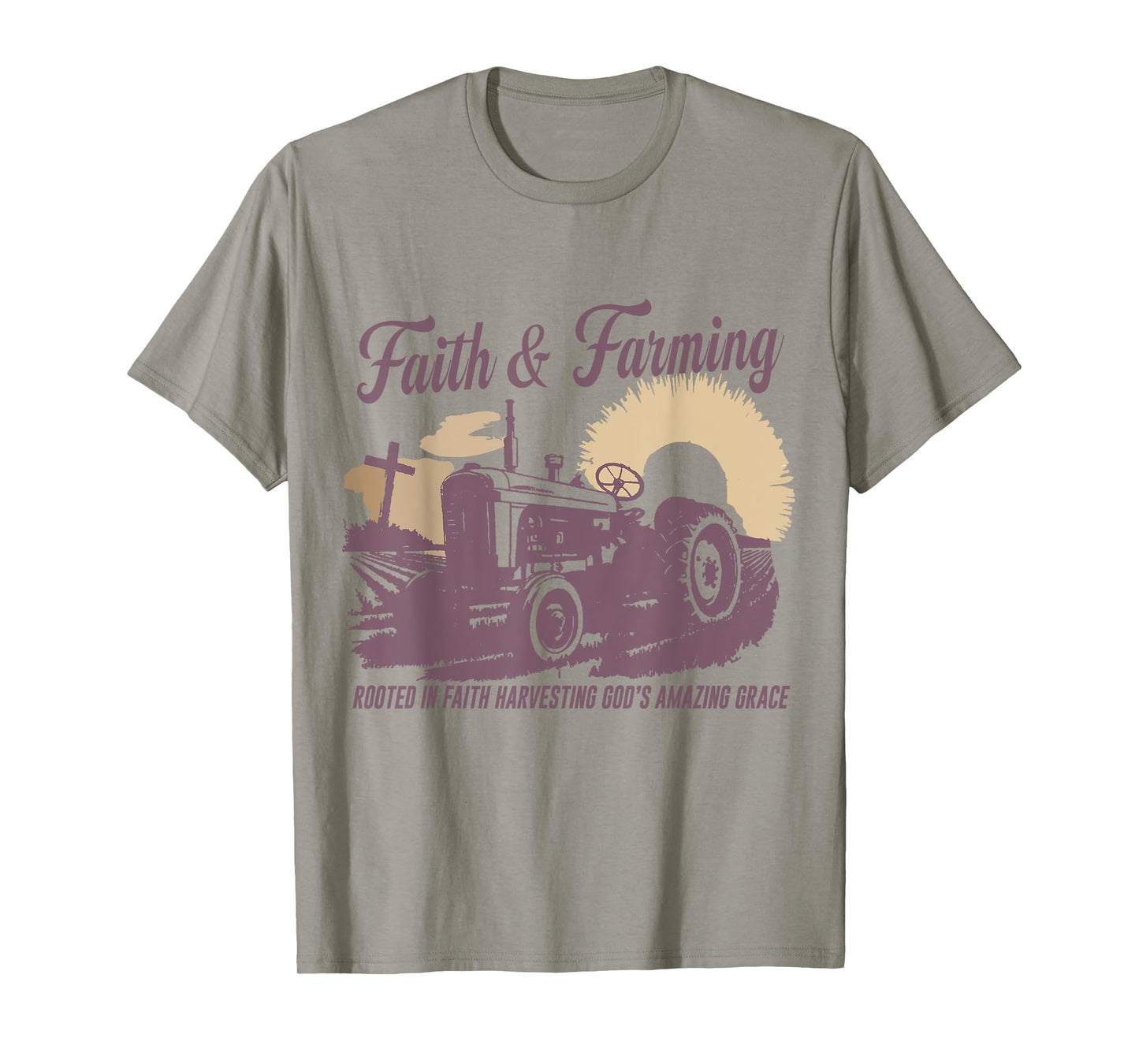 Vintage Tractor Faith & Farming Rooted In Faith Harvesting T-Shirt