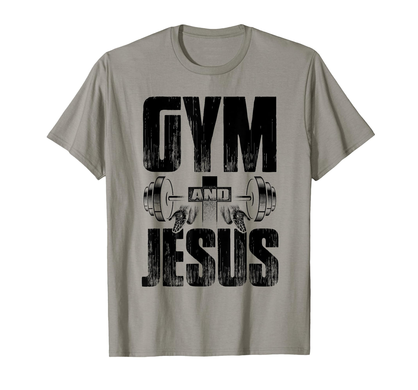 Religious Workout Gym & Jesus Barbell Lifting Weights Cross T-Shirt