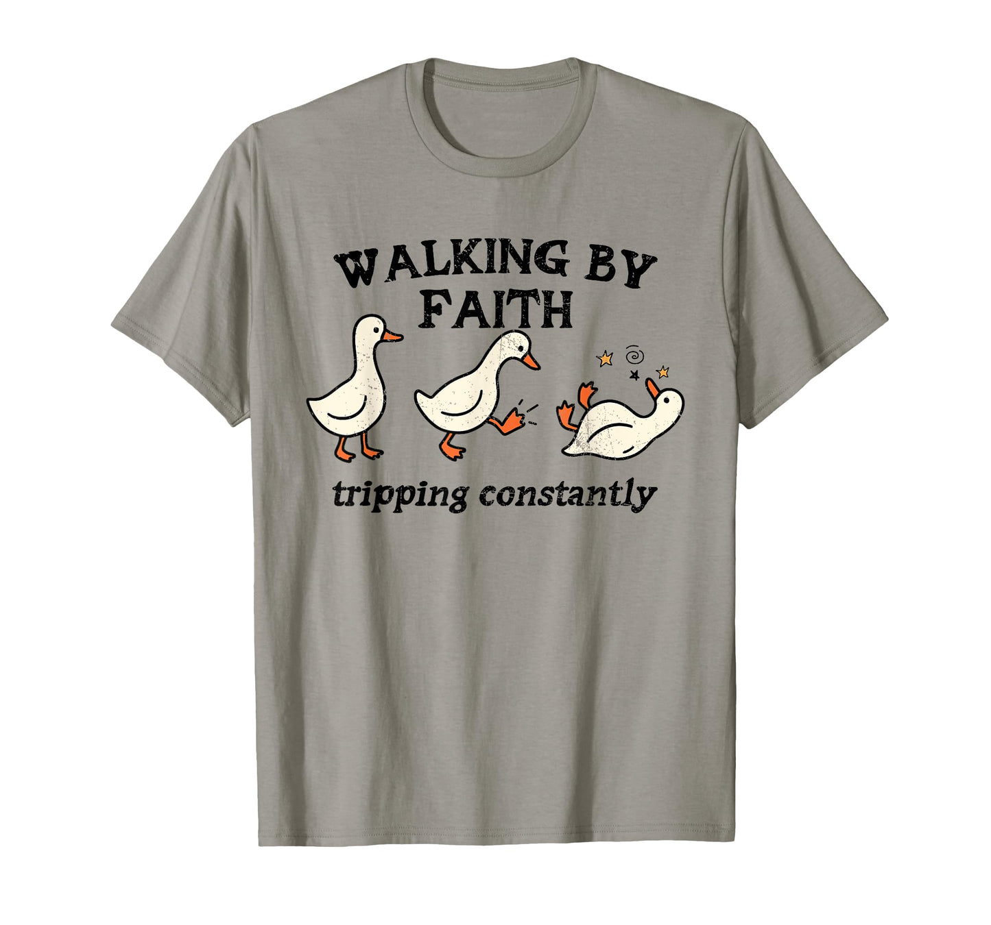 Walking by Faith Tripping Constantly Jesus Cross Christian T-Shirt