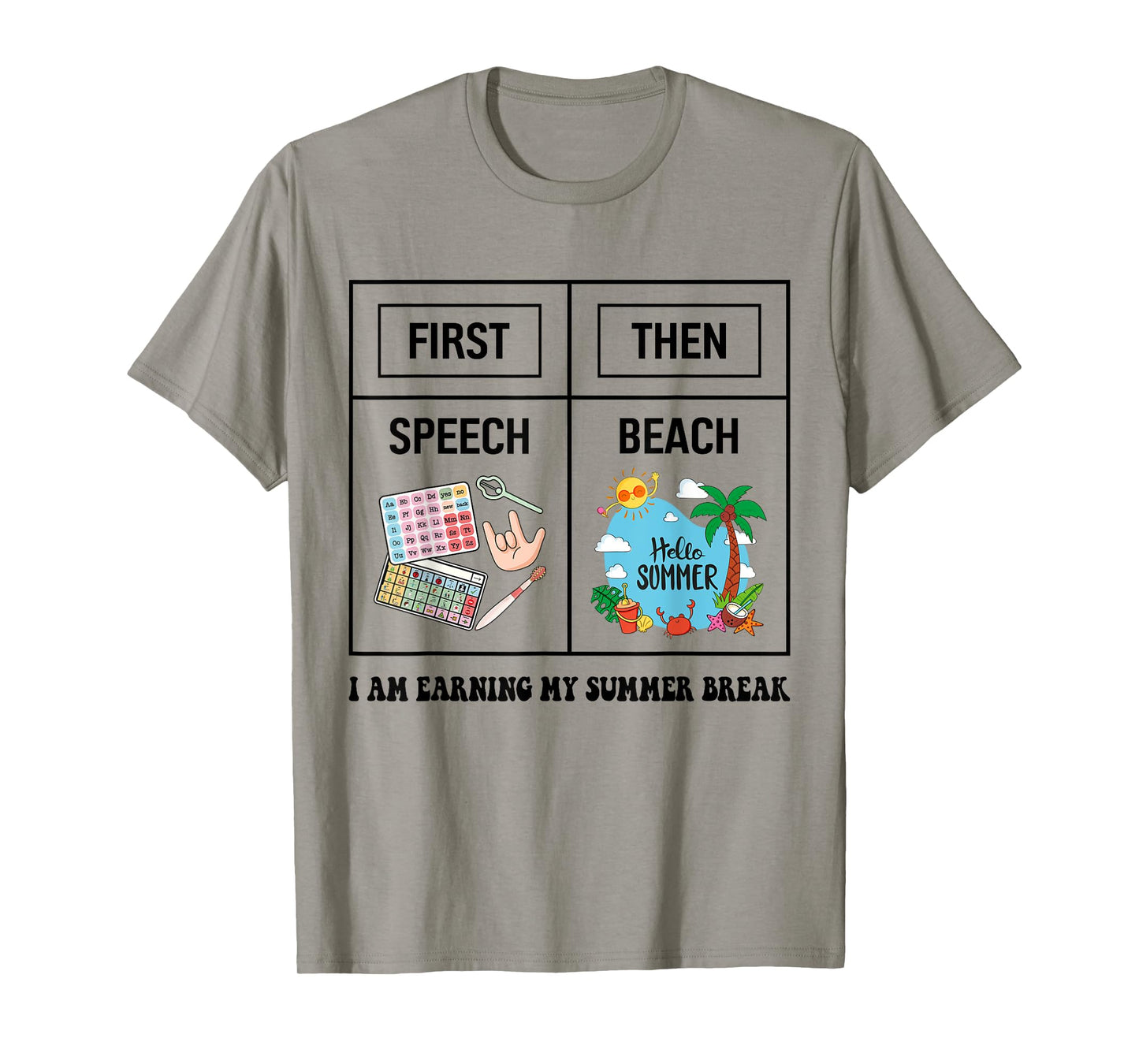 First Speech Then Beach Funny Speech Therapy Summer Vacation T-Shirt for Men Women