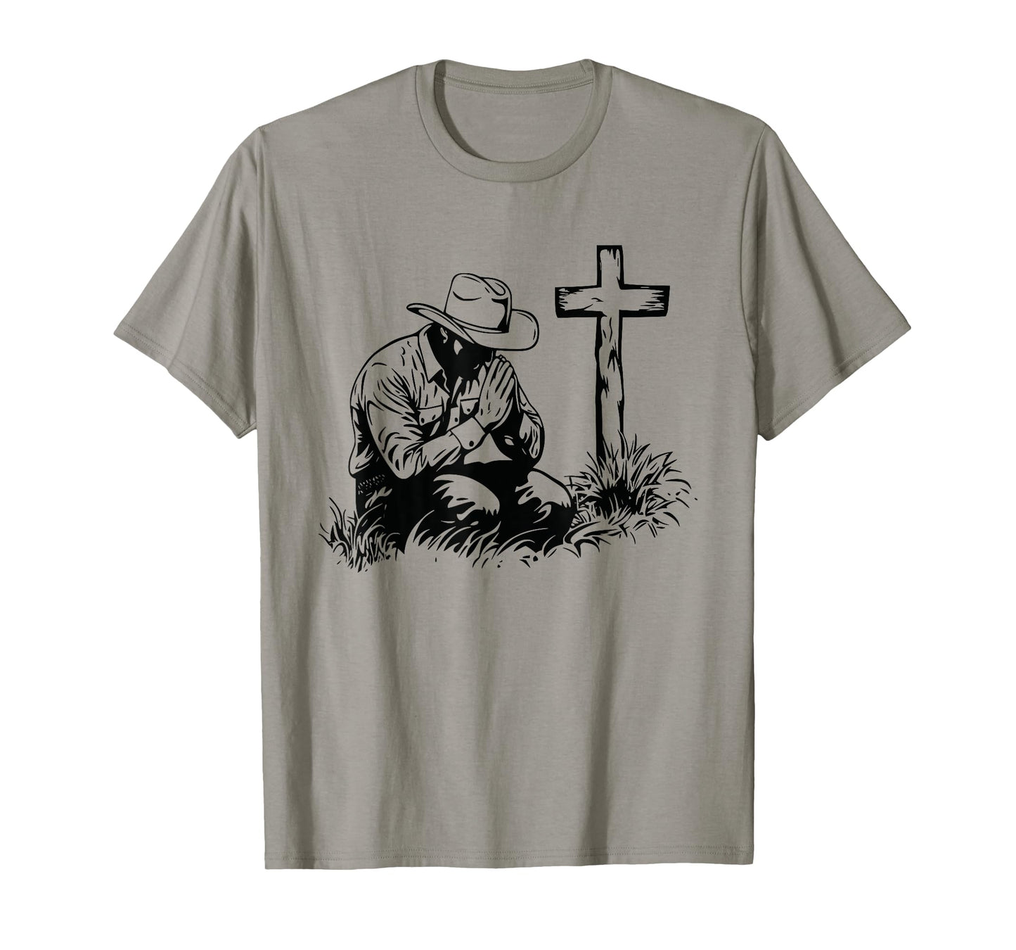 Praying Cowboy Kneeling Cross Western Bible Jesus Horse T-Shirt