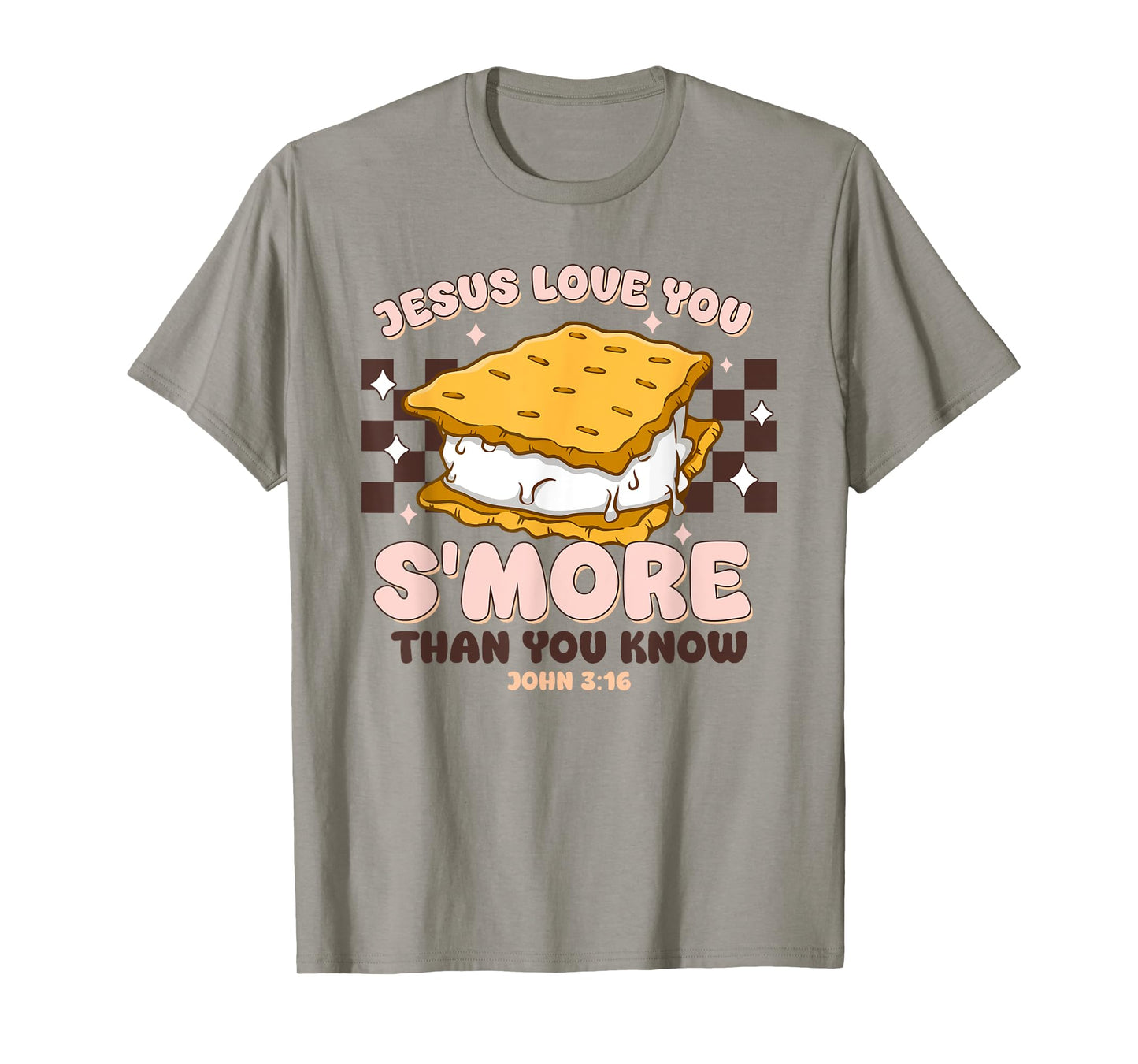 Camping Smore Jesus Loves You John Christian Women Groovy T-Shirt