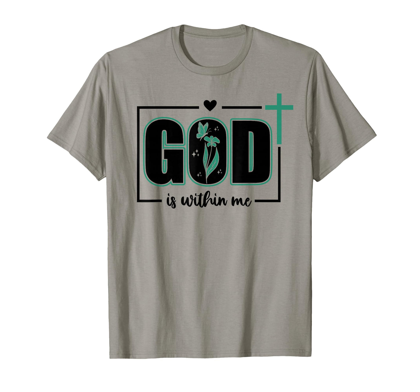 God is Within Me Will I Not Fall Psalm 46:5 Bible Verse Sage T-Shirt